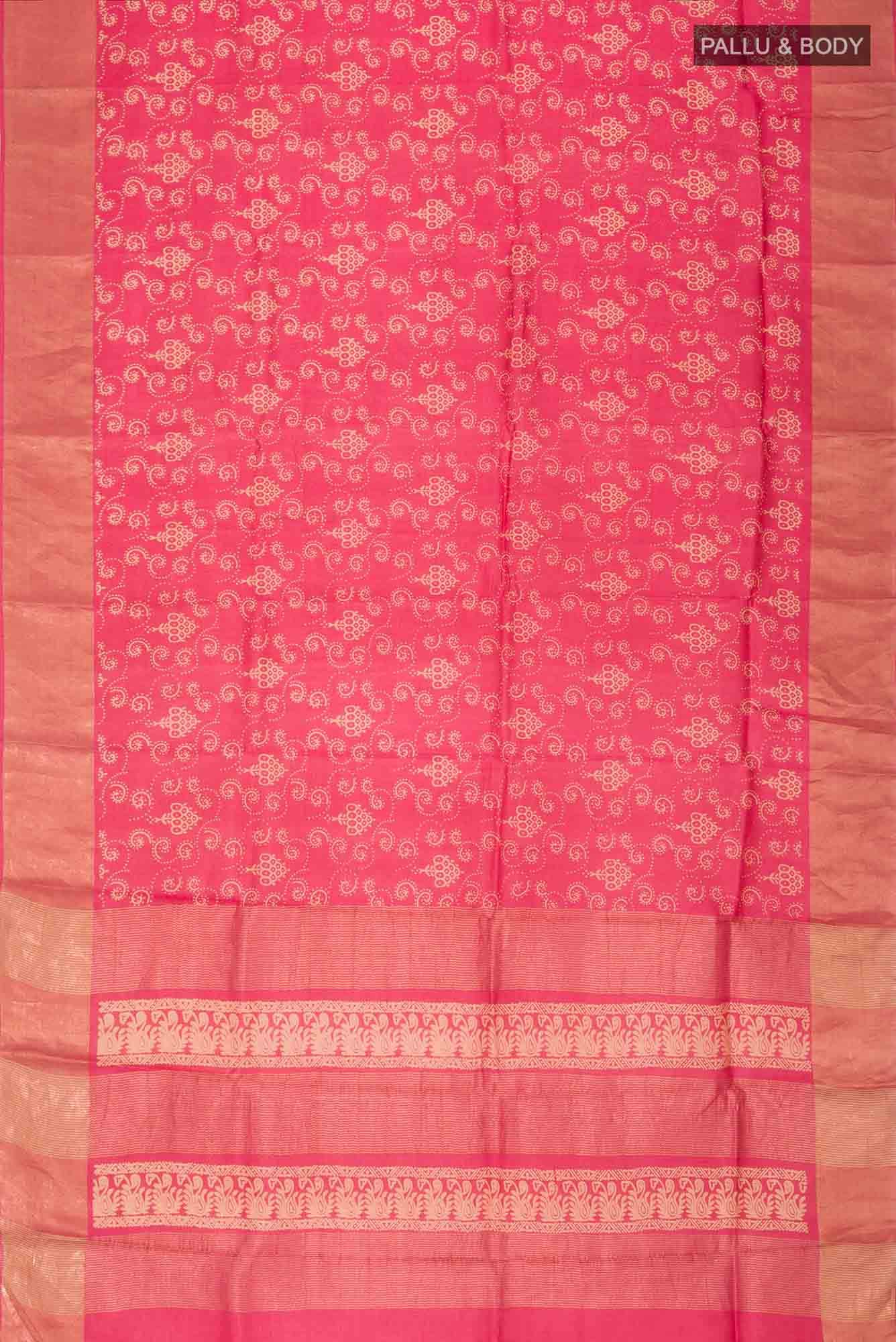 Red Bhagalpuri Tussar Silk Saree