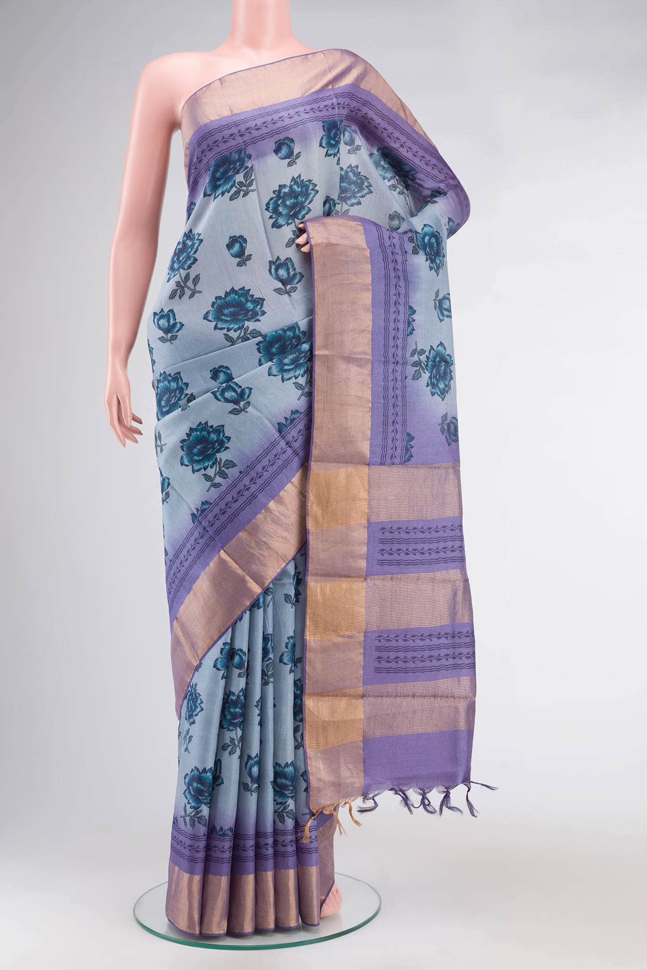 Lavender Bhagalpuri Tussar Silk Saree