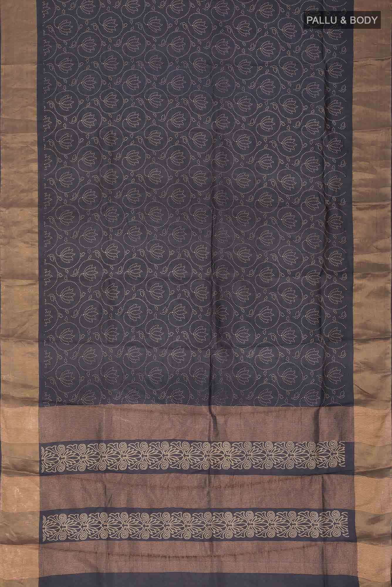 Black Bhagalpuri Tussar Silk Saree