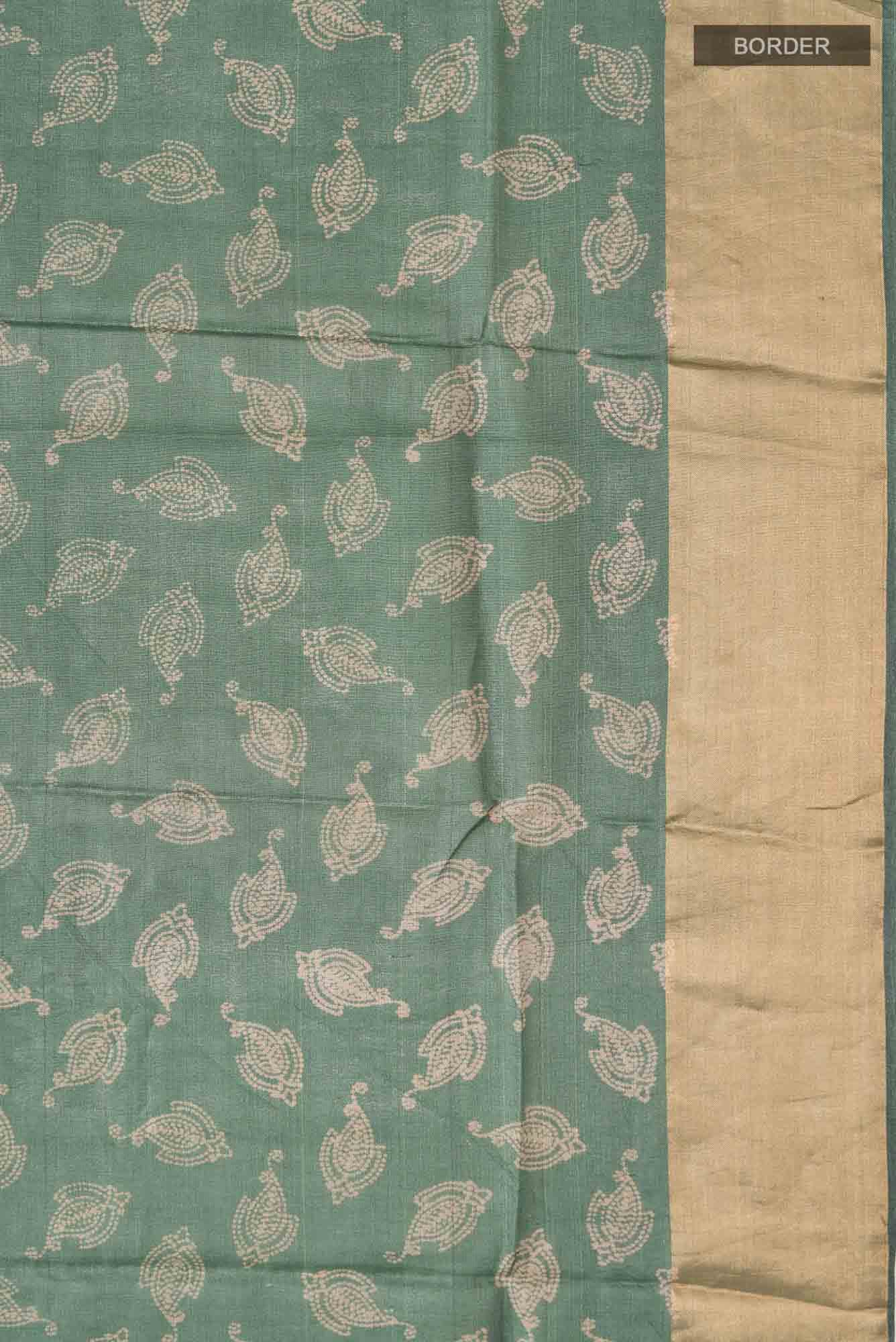 Green Bhagalpuri Tussar Silk Saree