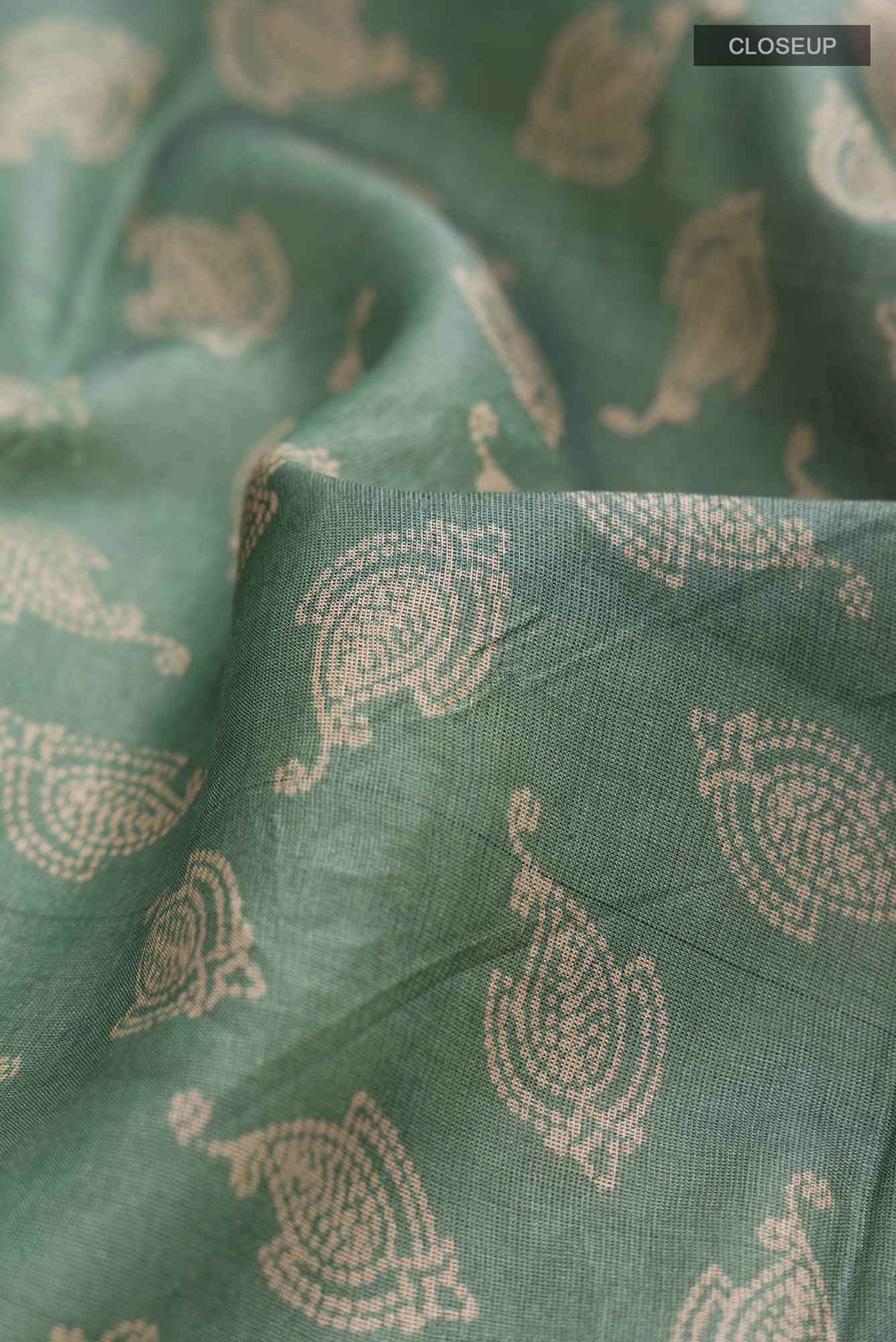 Green Bhagalpuri Tussar Silk Saree