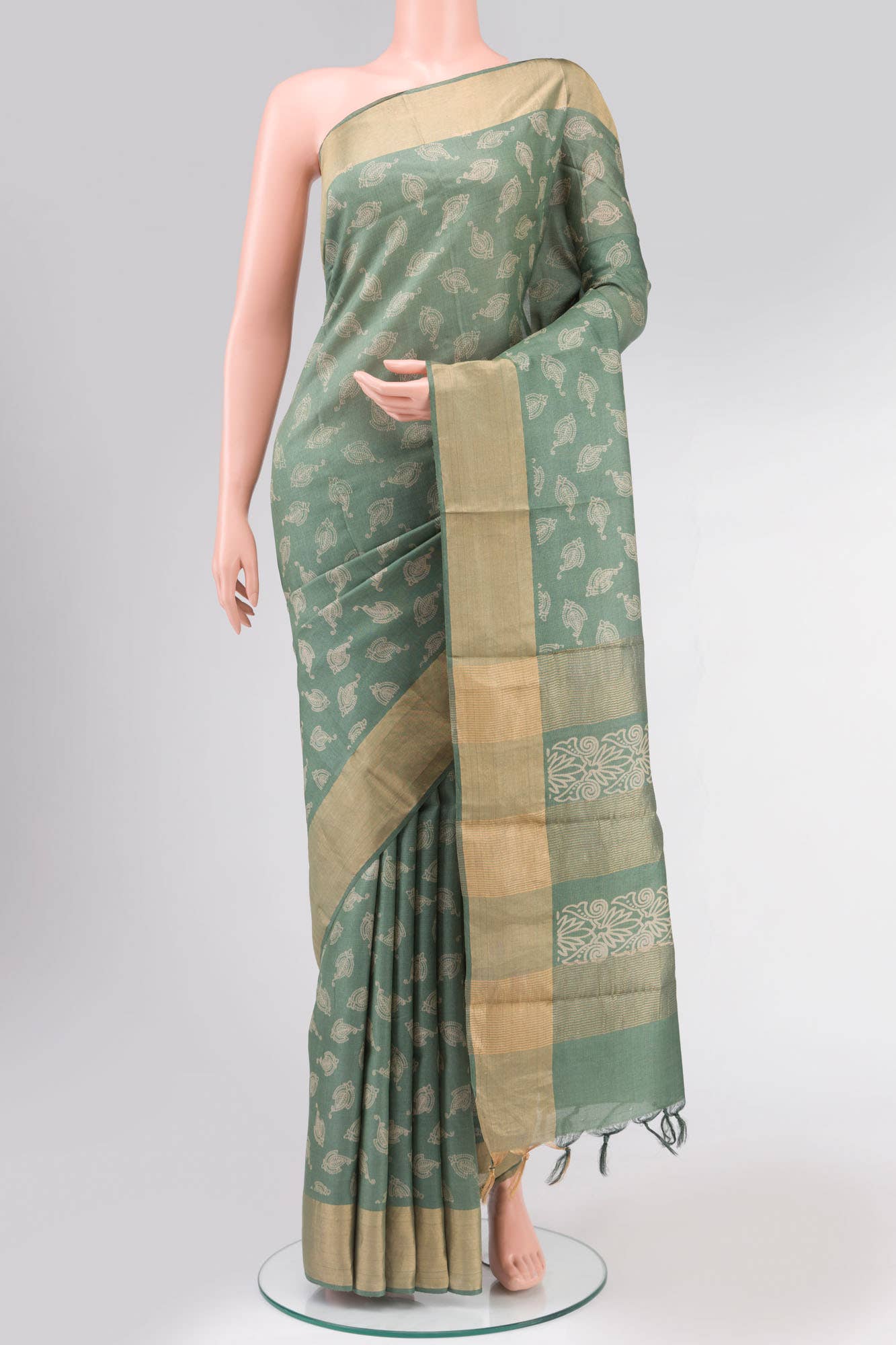Green Bhagalpuri Tussar Silk Saree