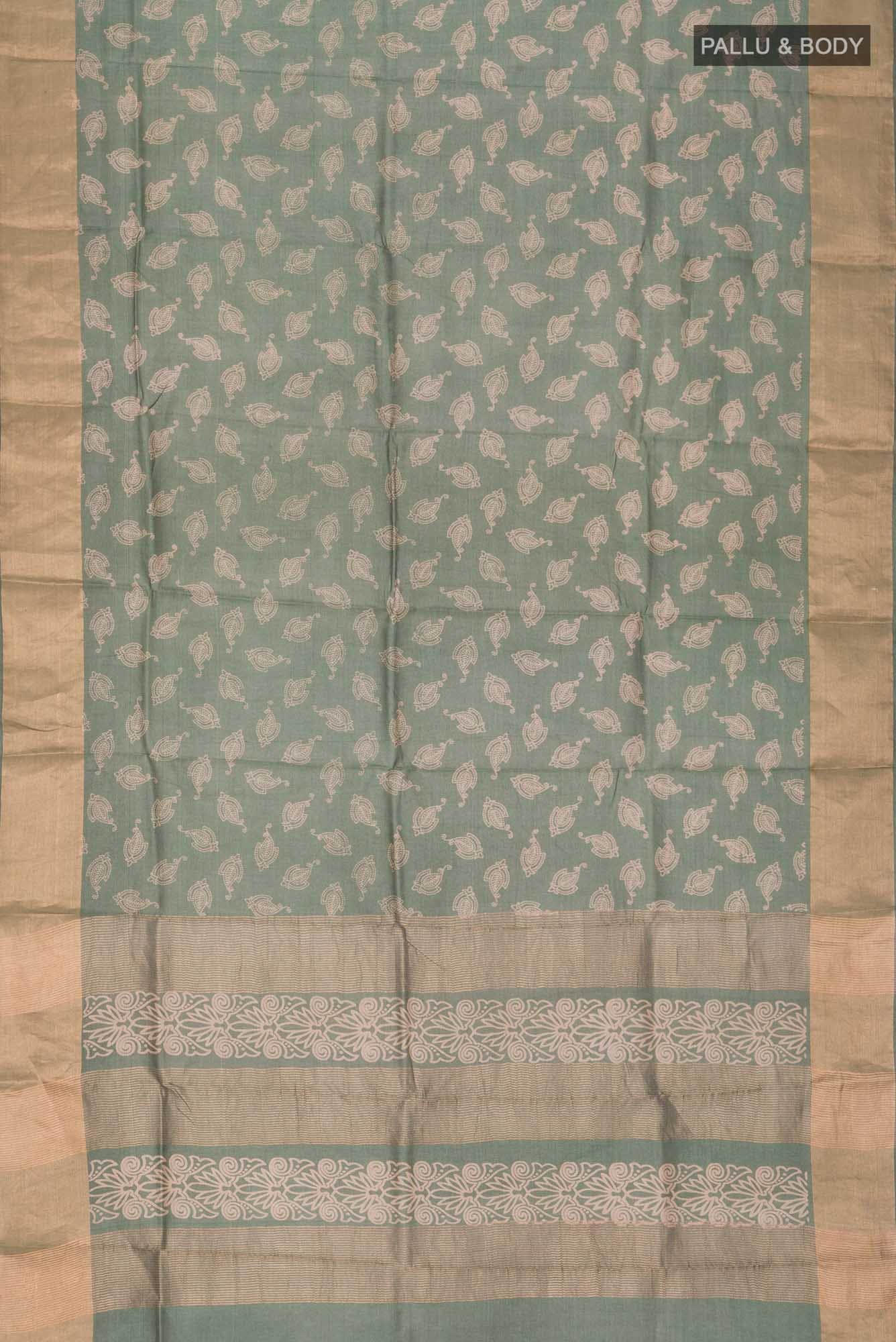 Green Bhagalpuri Tussar Silk Saree