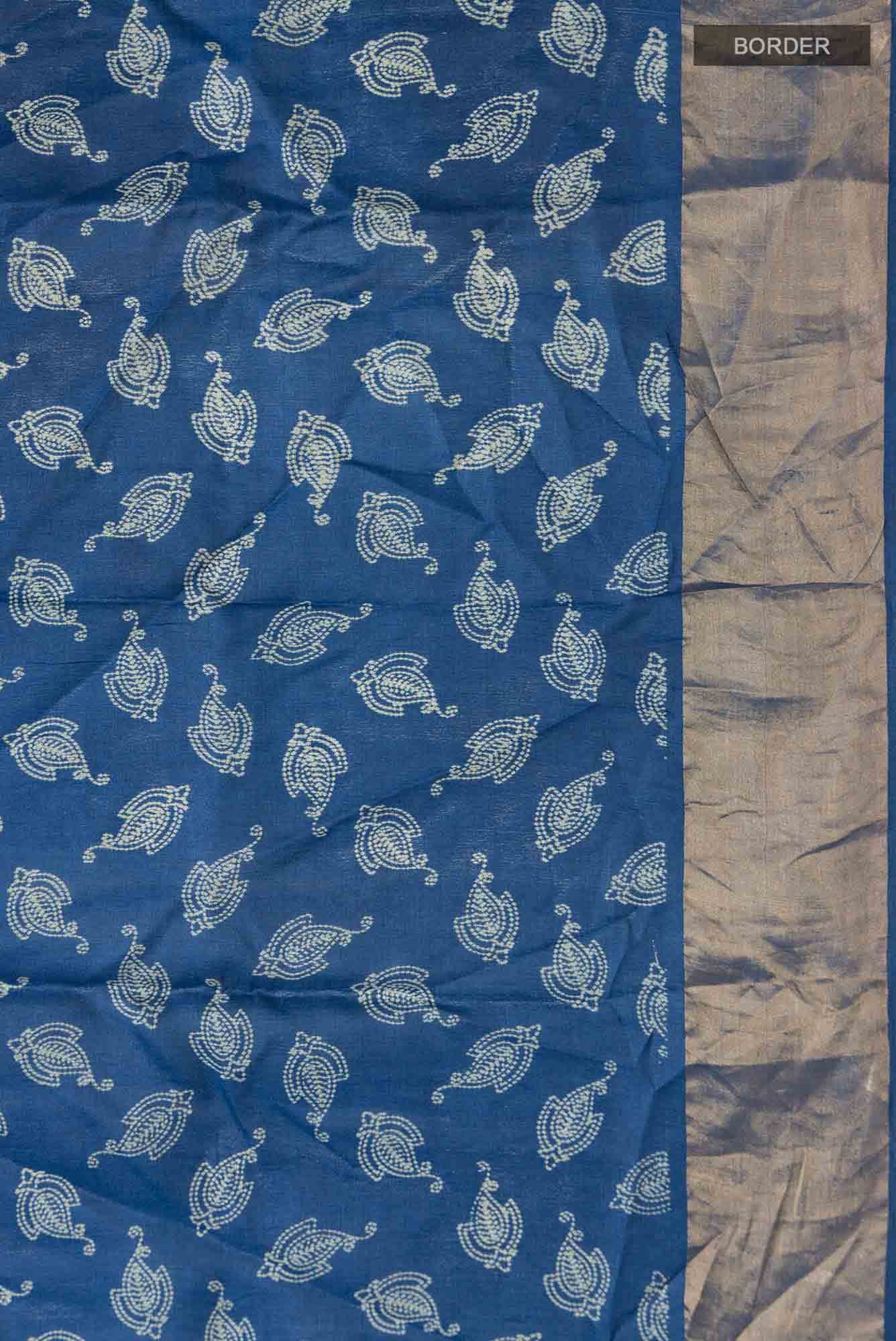 Blue Bhagalpuri Tussar Silk Saree