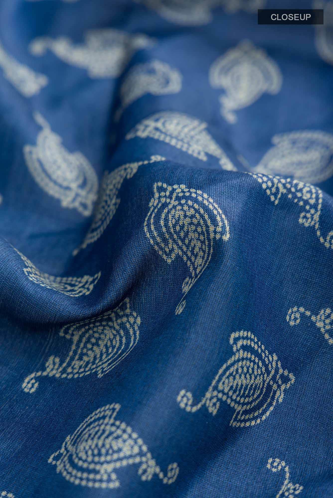 Blue Bhagalpuri Tussar Silk Saree