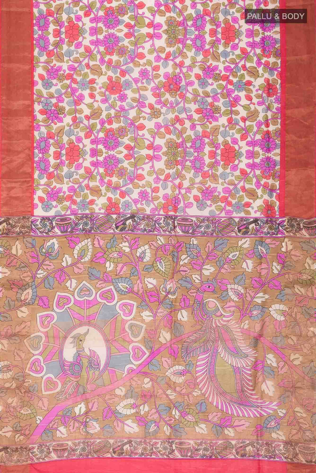Beige Bhagalpuri Tussar Silk Saree
