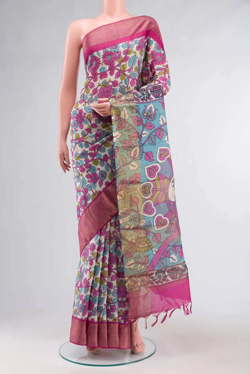 Off White Bhagalpuri Tussar Silk Saree