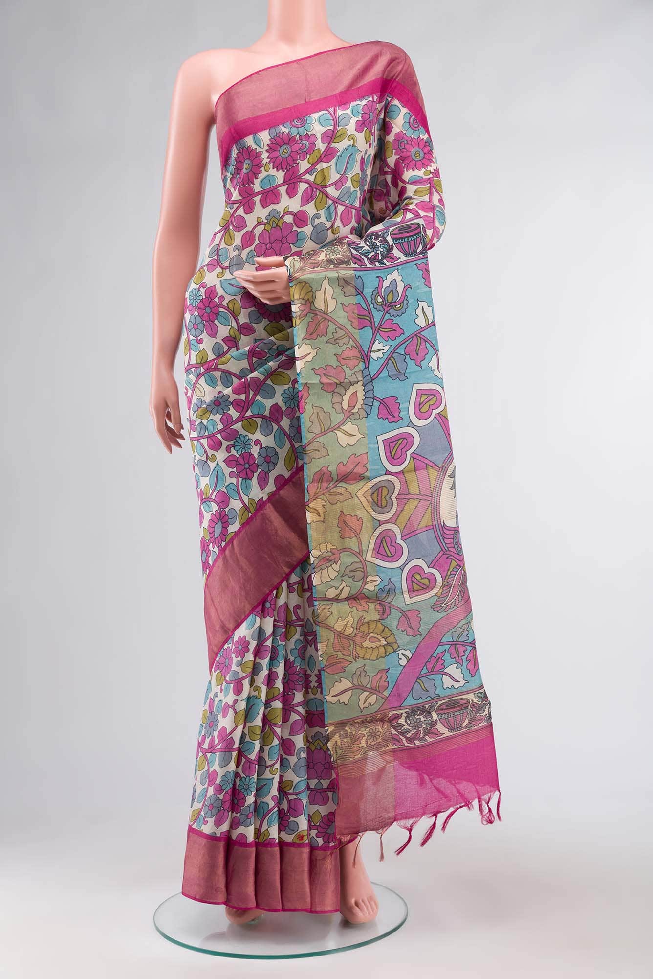 Off White Bhagalpuri Tussar Silk Saree