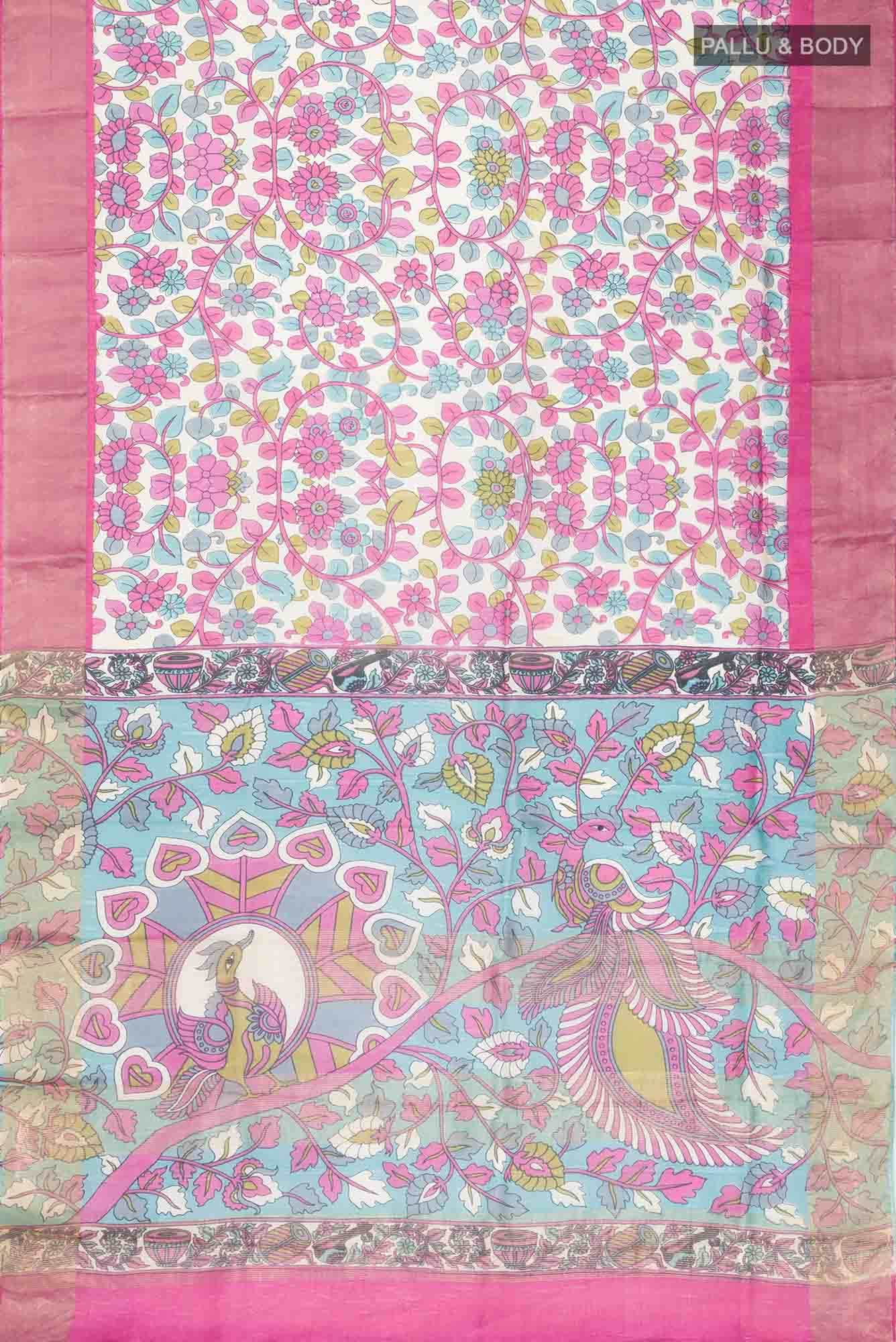 Off White Bhagalpuri Tussar Silk Saree