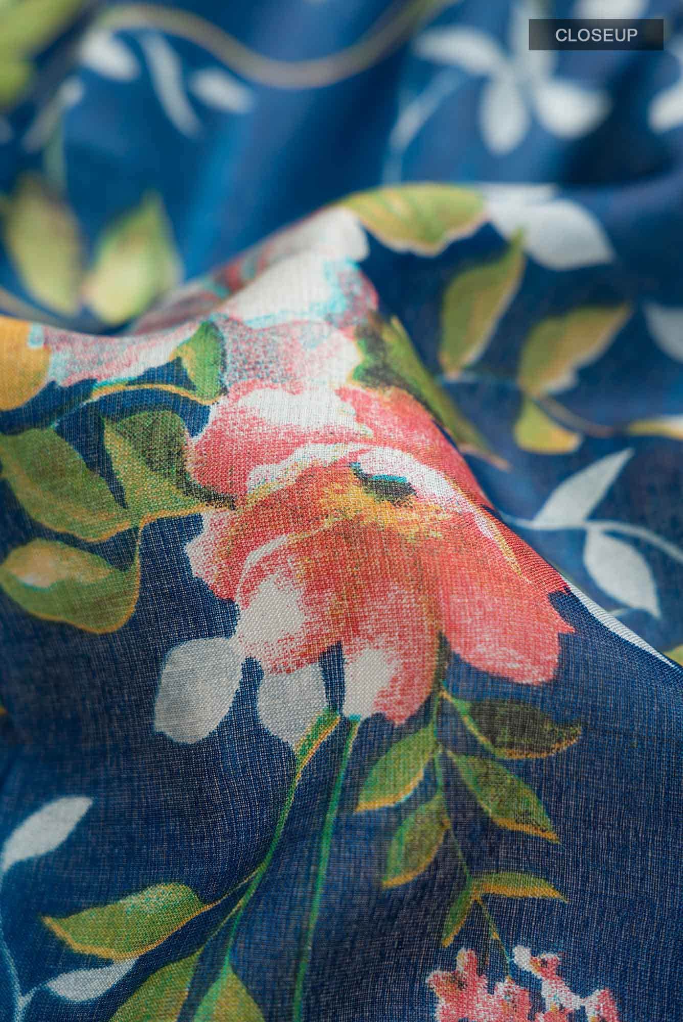 Blue Bhagalpuri Tussar Silk Saree