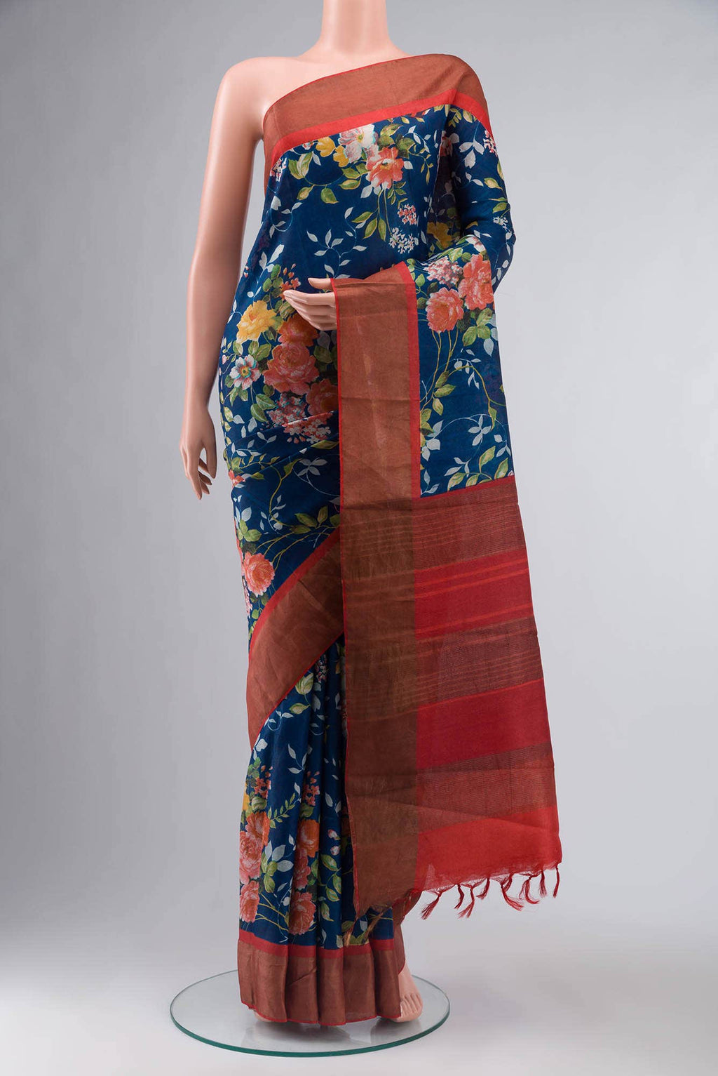 Blue Bhagalpuri Tussar Silk Saree