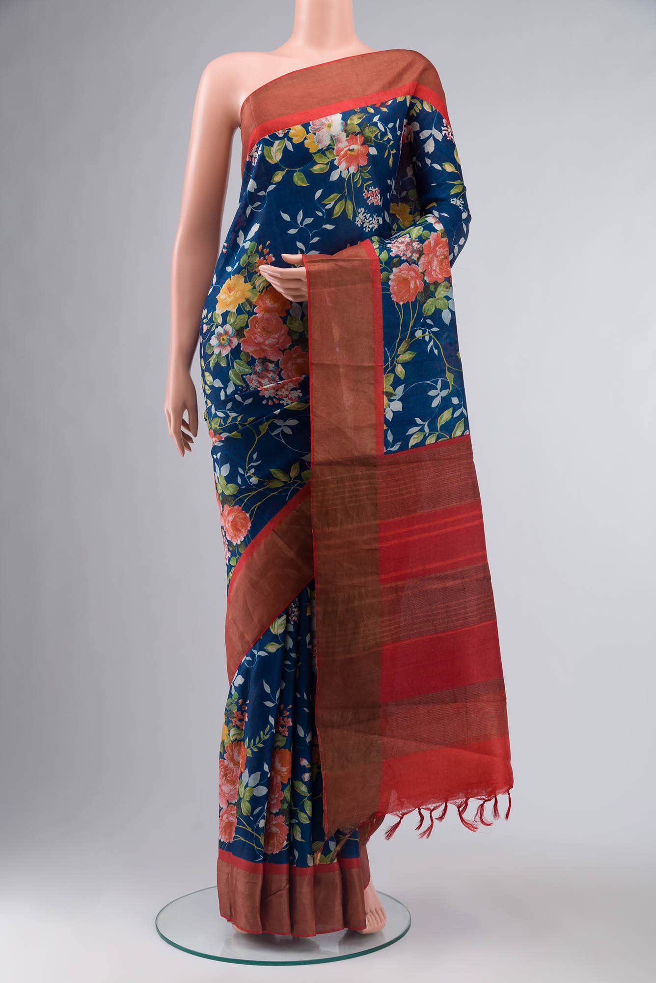 Blue Bhagalpuri Tussar Silk Saree