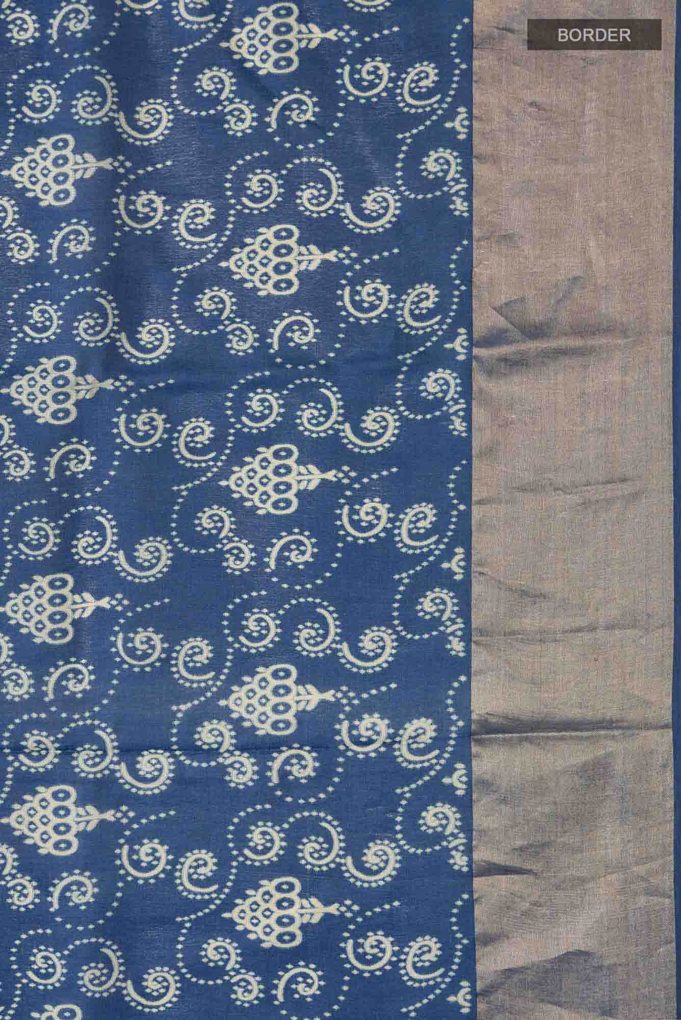 Blue Bhagalpuri Tussar Silk Saree