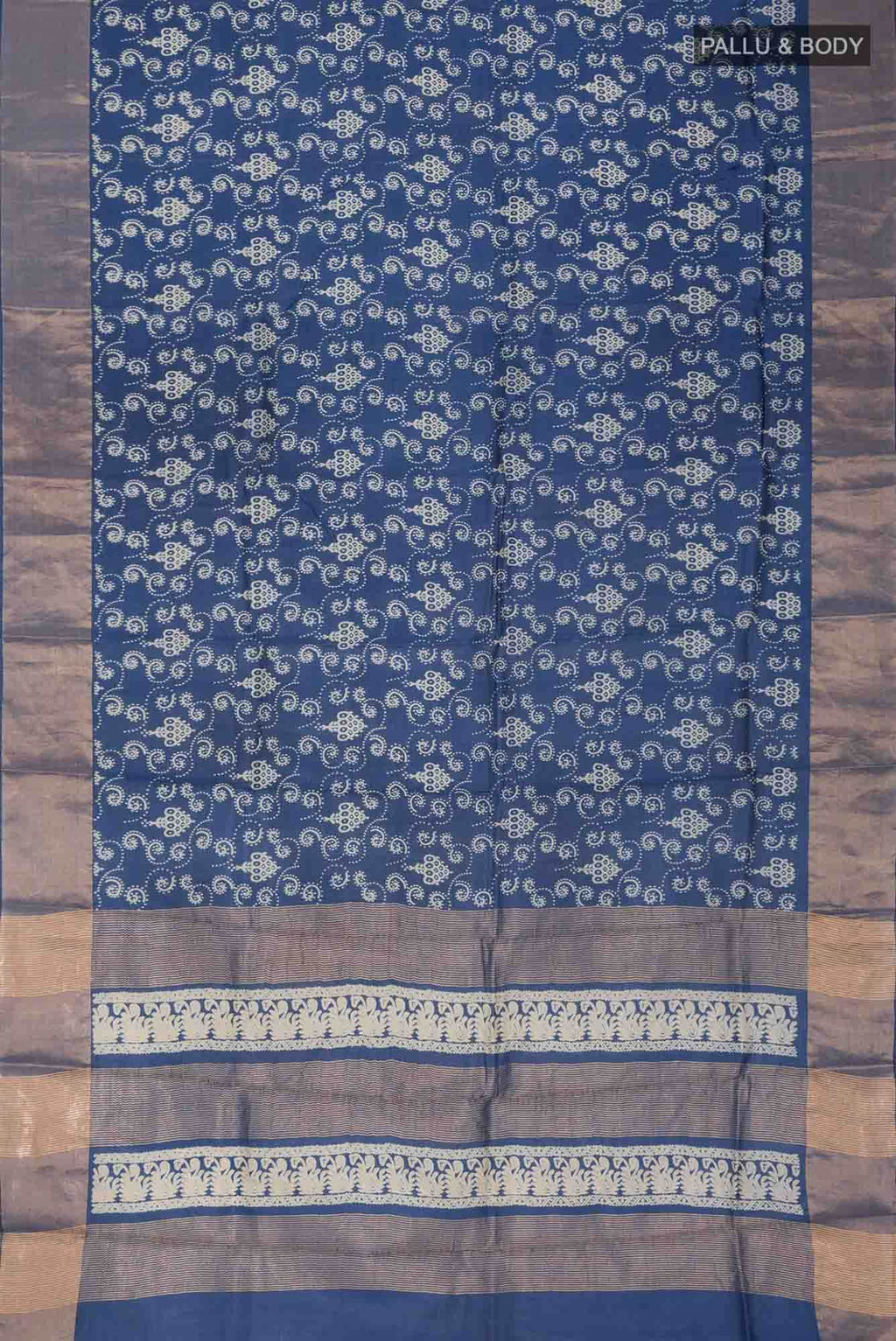 Blue Bhagalpuri Tussar Silk Saree