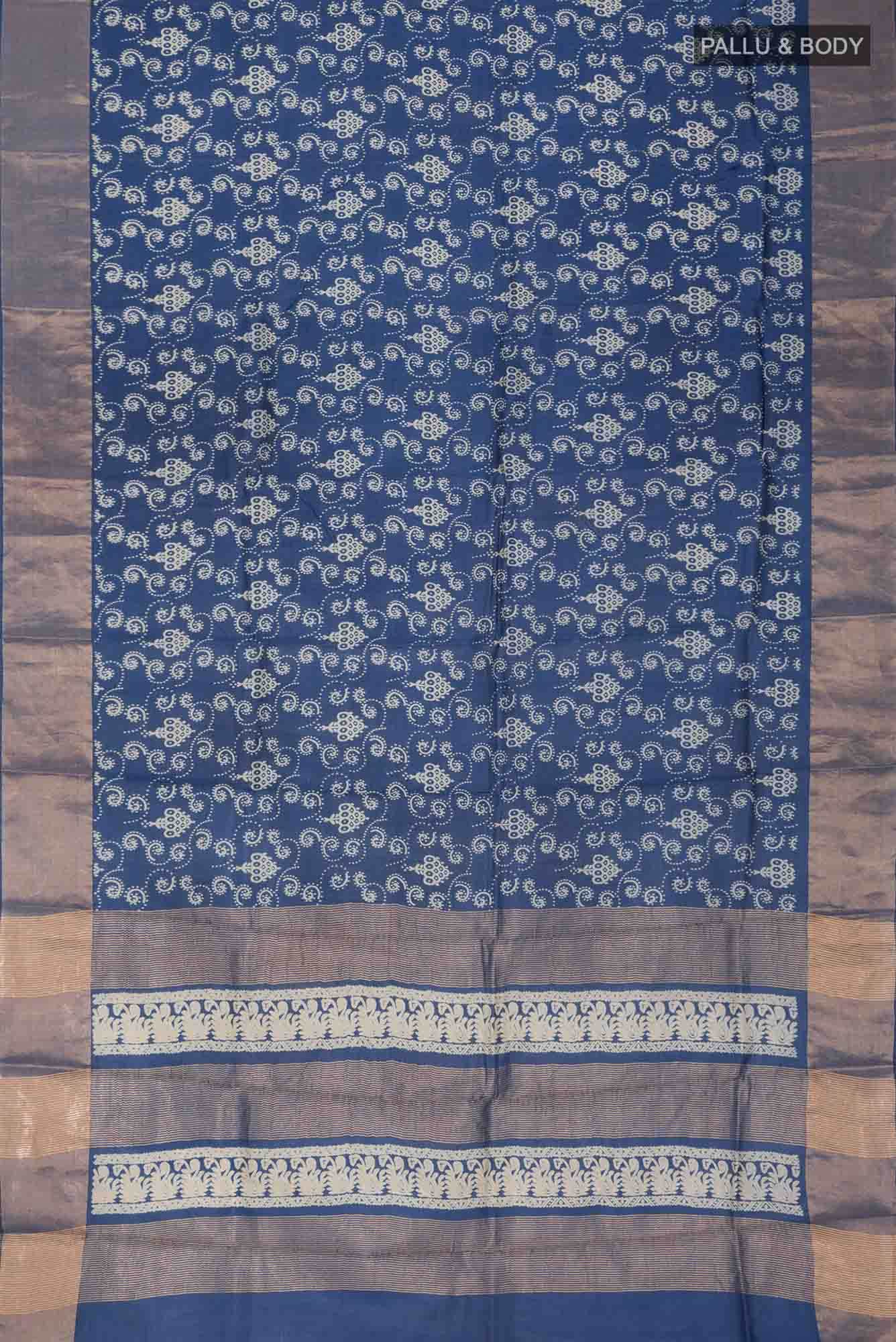 Blue Bhagalpuri Tussar Silk Saree