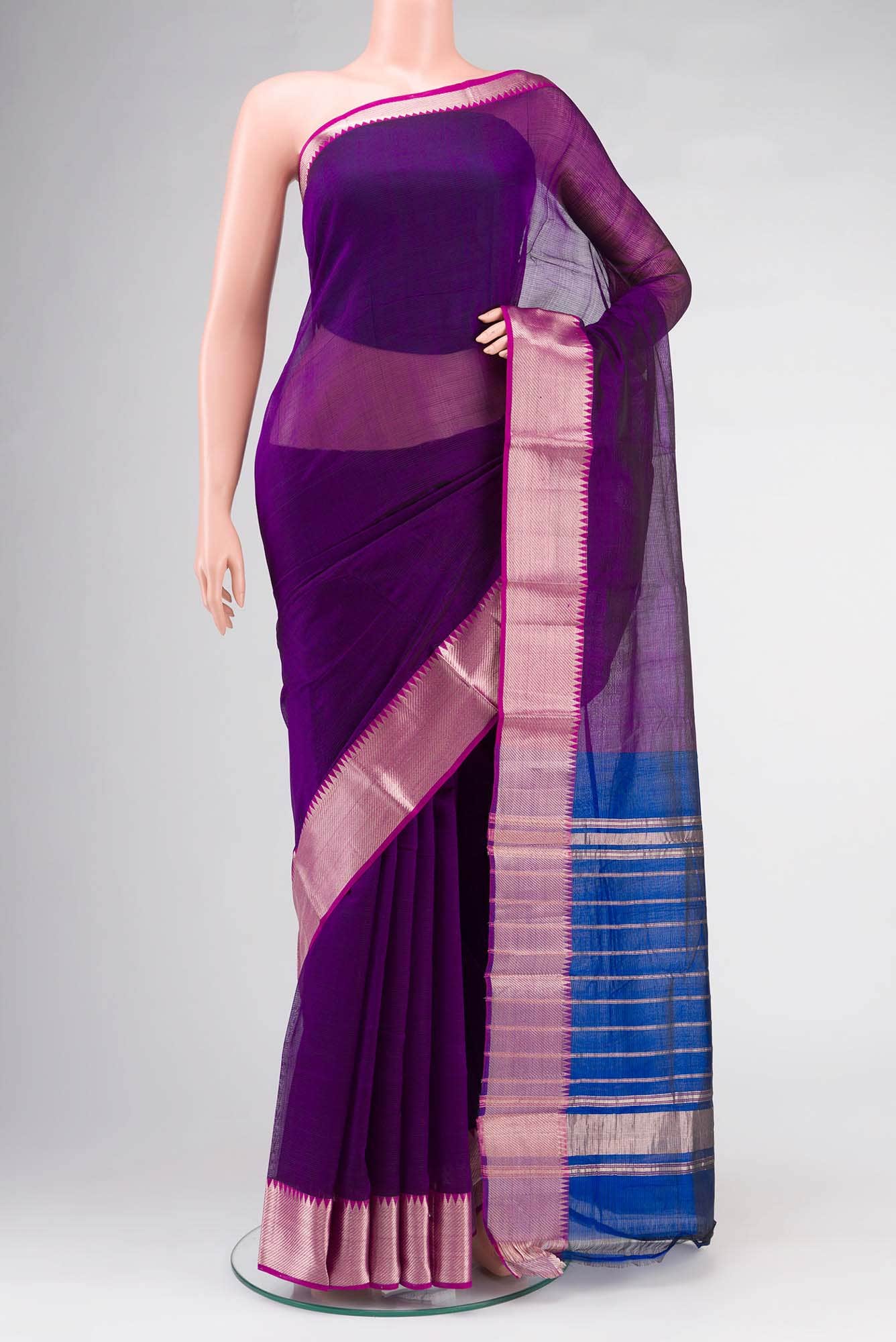 Purple Silk Cotton Saree