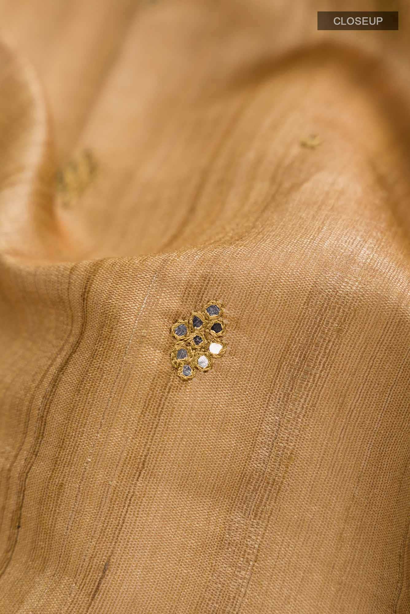 Mustard Bhagalpuri Tussar Silk Saree