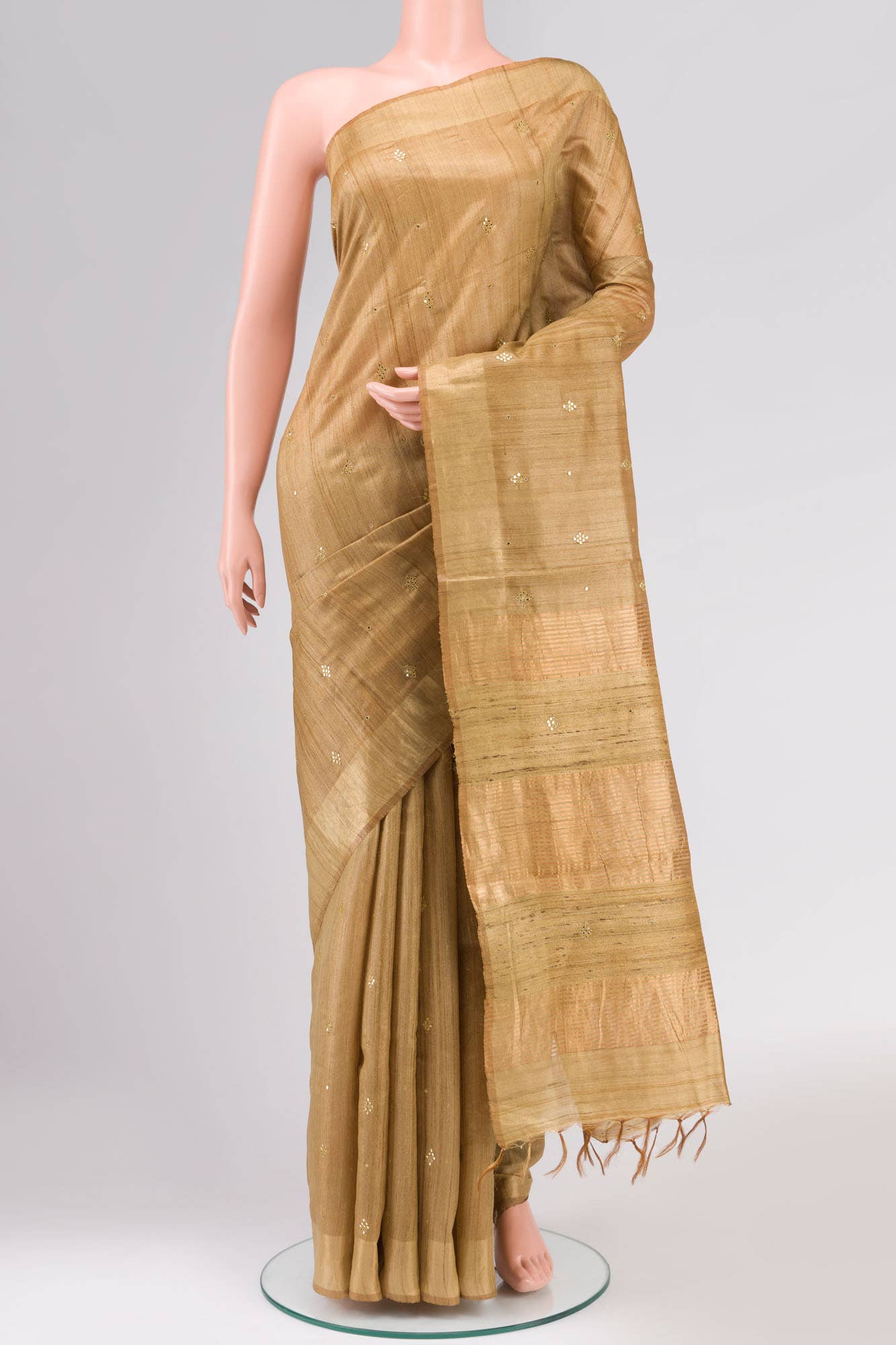 Mustard Bhagalpuri Tussar Silk Saree