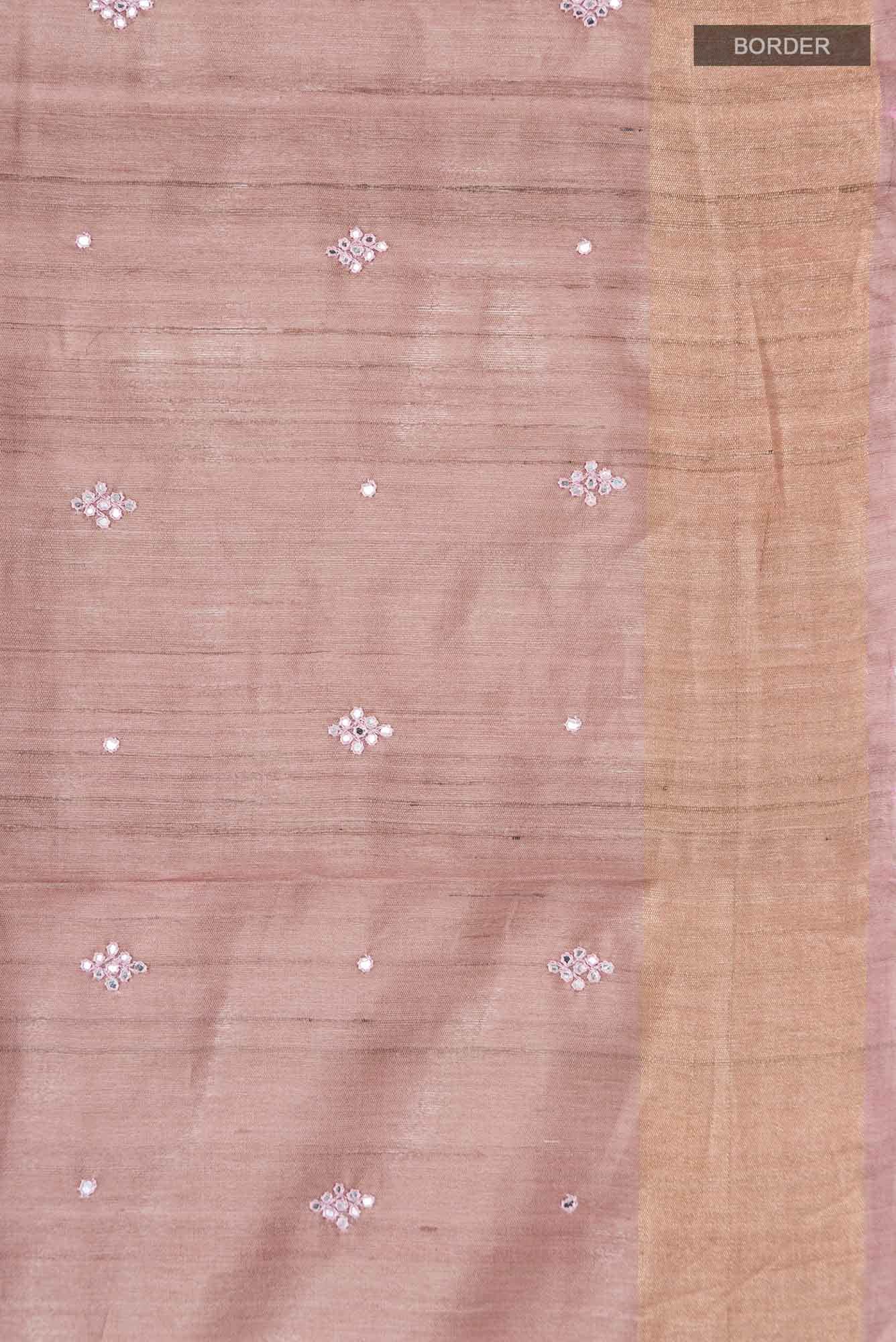 Rose Gold Bhagalpuri Tussar Silk Saree
