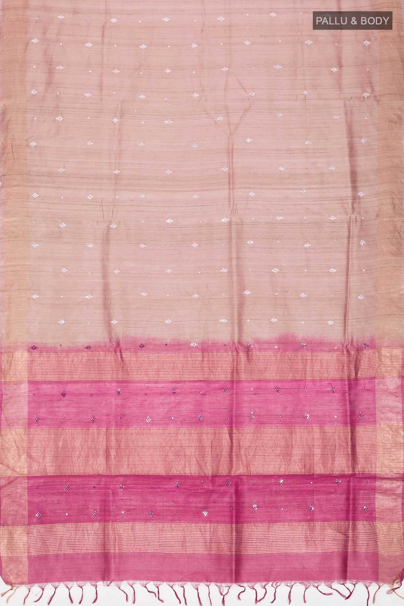 Rose Gold Bhagalpuri Tussar Silk Saree
