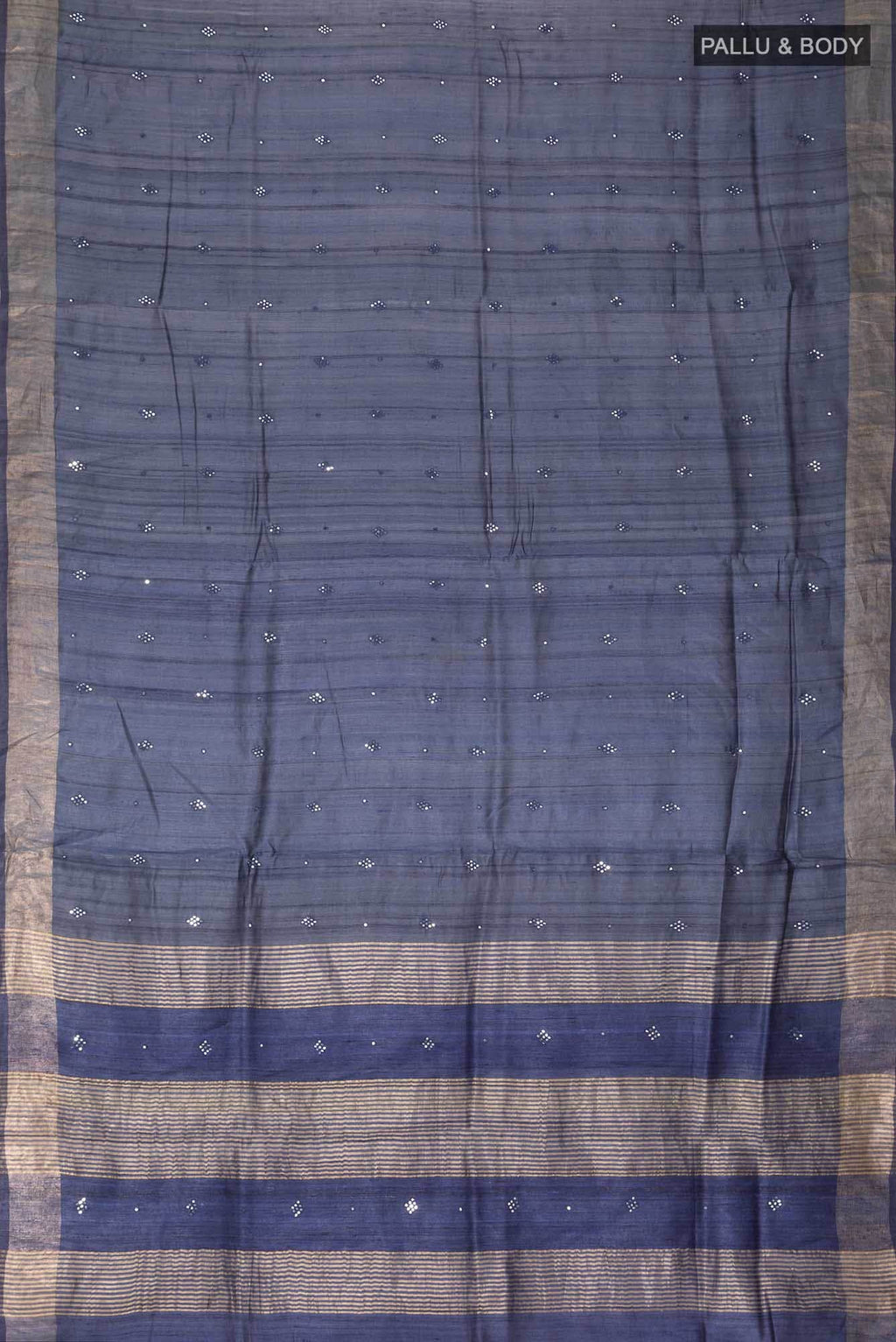 Blue Grey Bhagalpuri Tussar Silk Saree