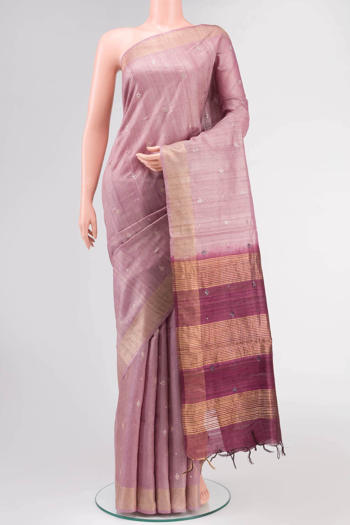 Lavender Bhagalpuri Tussar Silk Saree