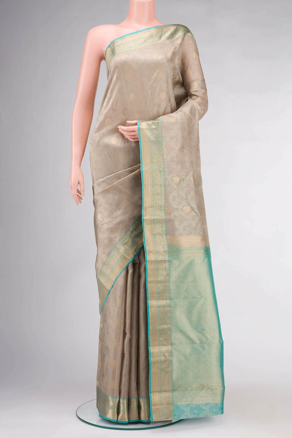 Beige Kanchipuram Silk Saree