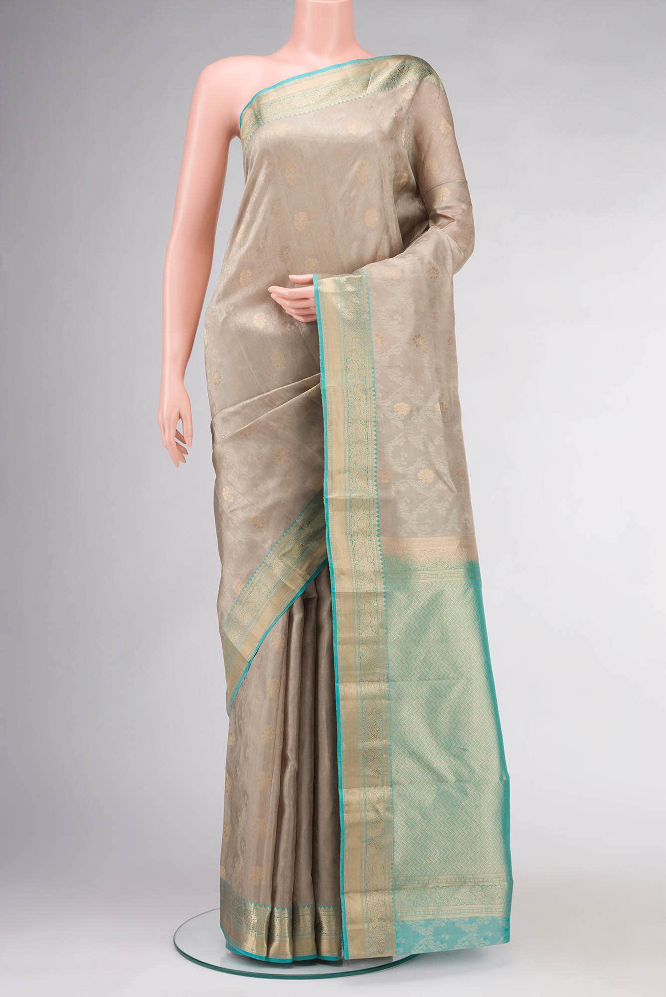 Beige Kanchipuram Silk Saree