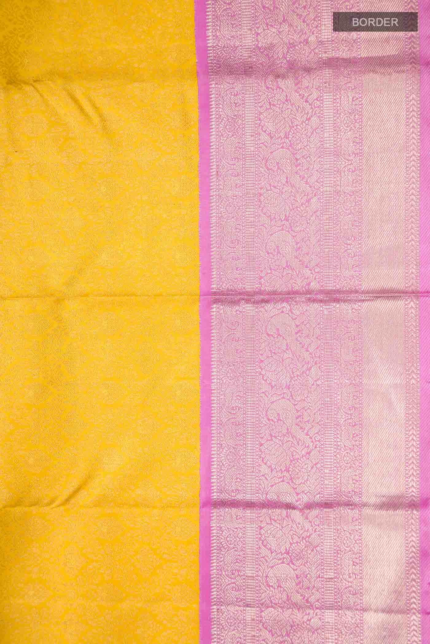 Pure Silk Pure Zari Yellow Kanchipuram Saree