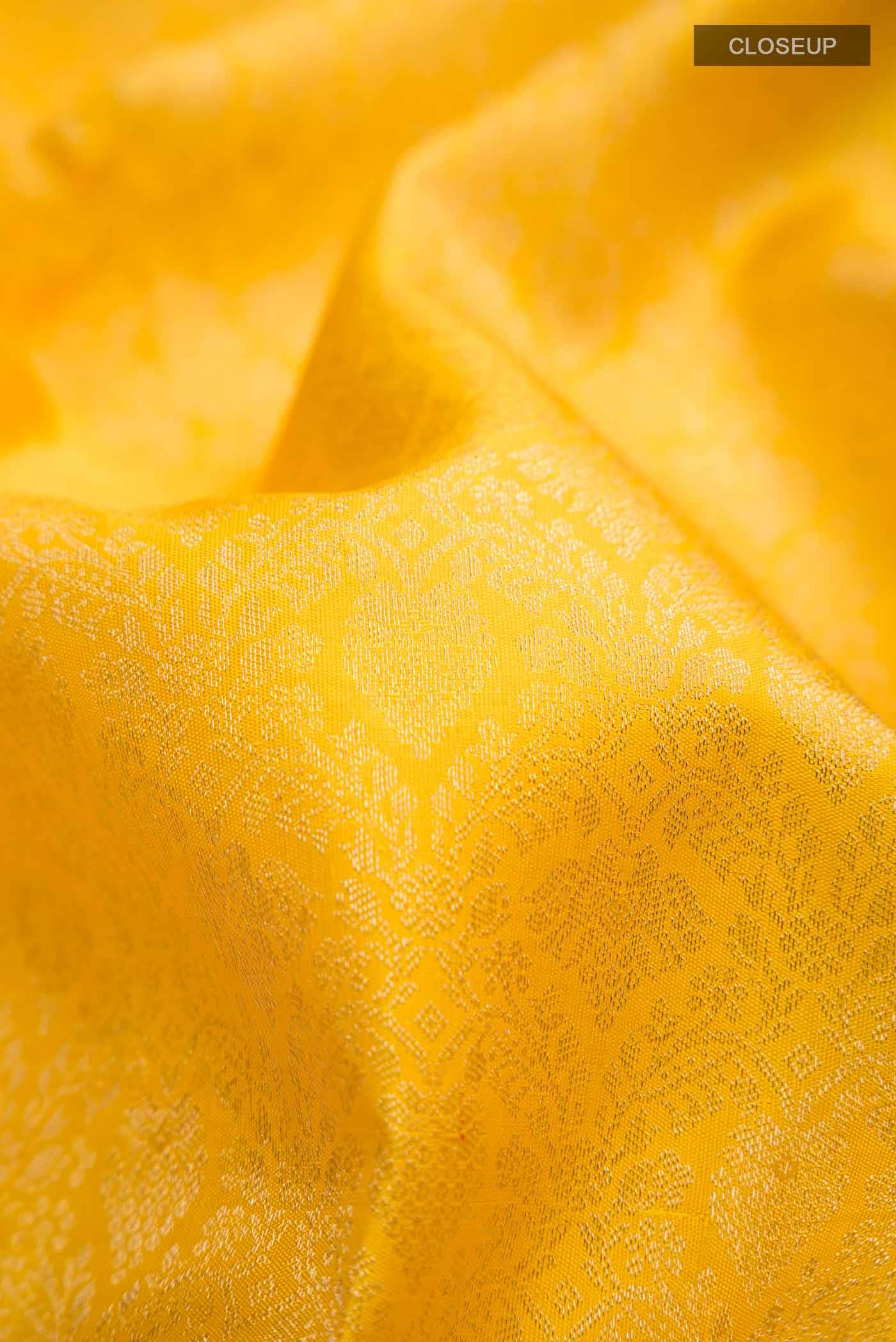 Pure Silk Pure Zari Yellow Kanchipuram Saree