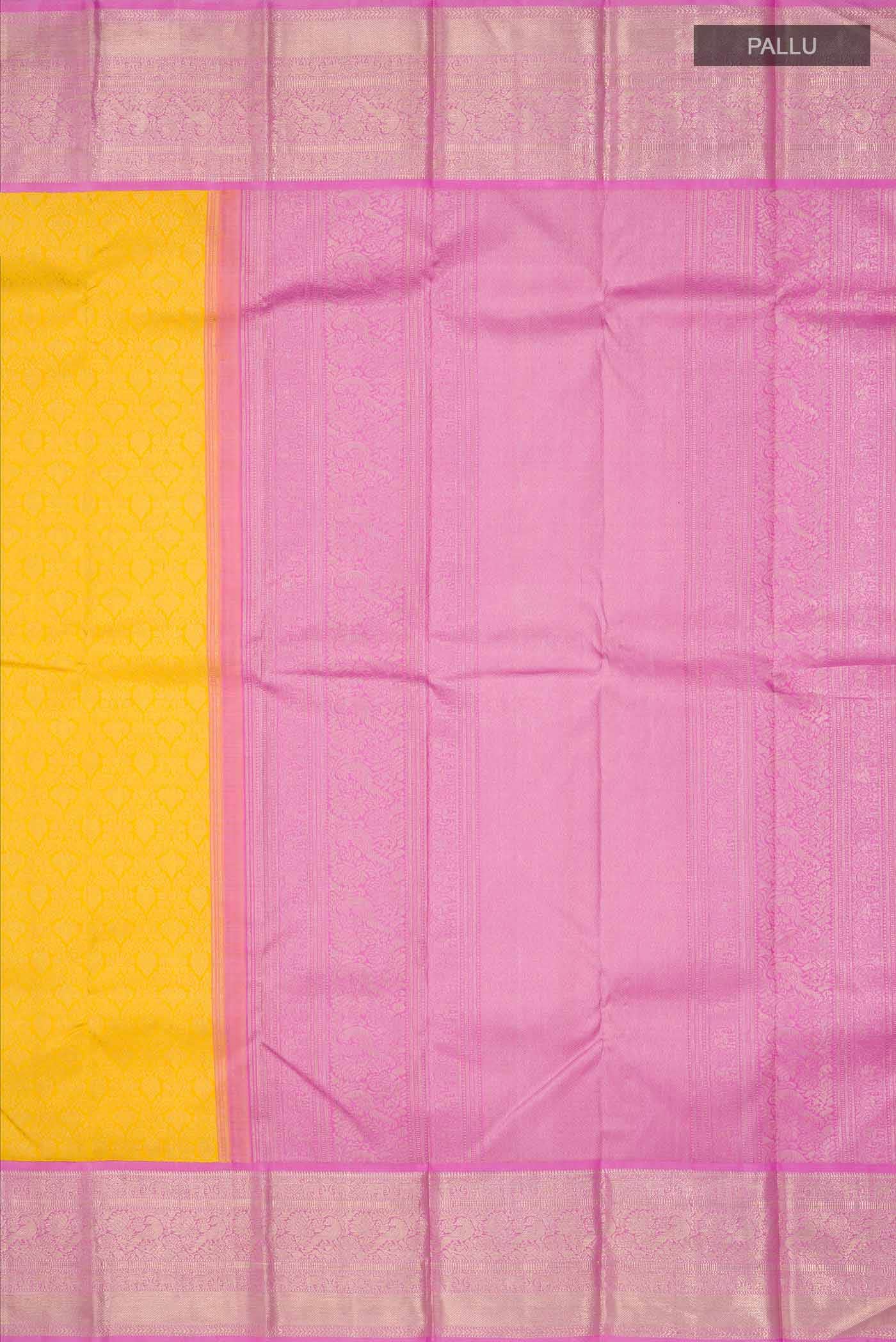 Pure Silk Pure Zari Yellow Kanchipuram Saree