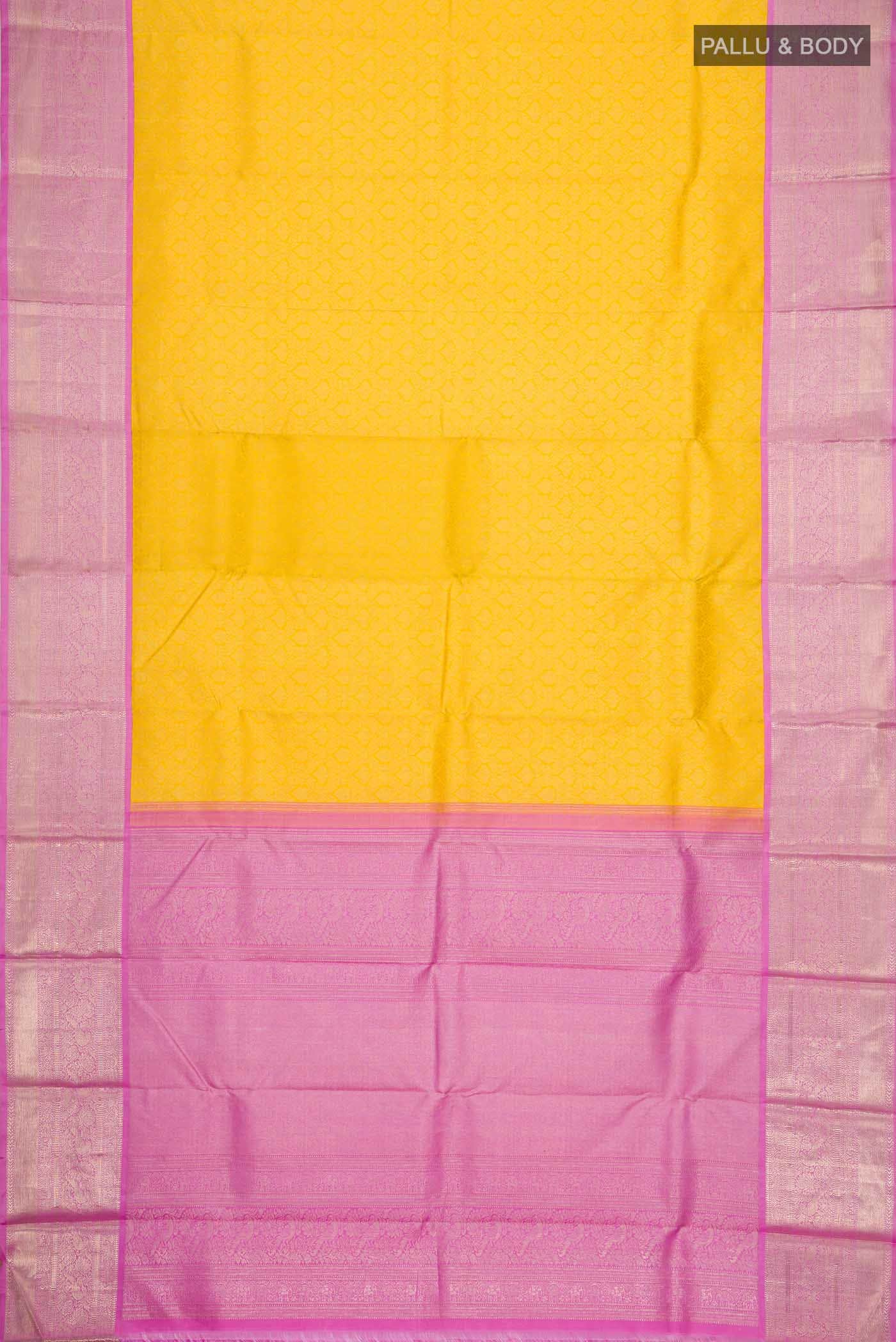 Pure Silk Pure Zari Yellow Kanchipuram Saree