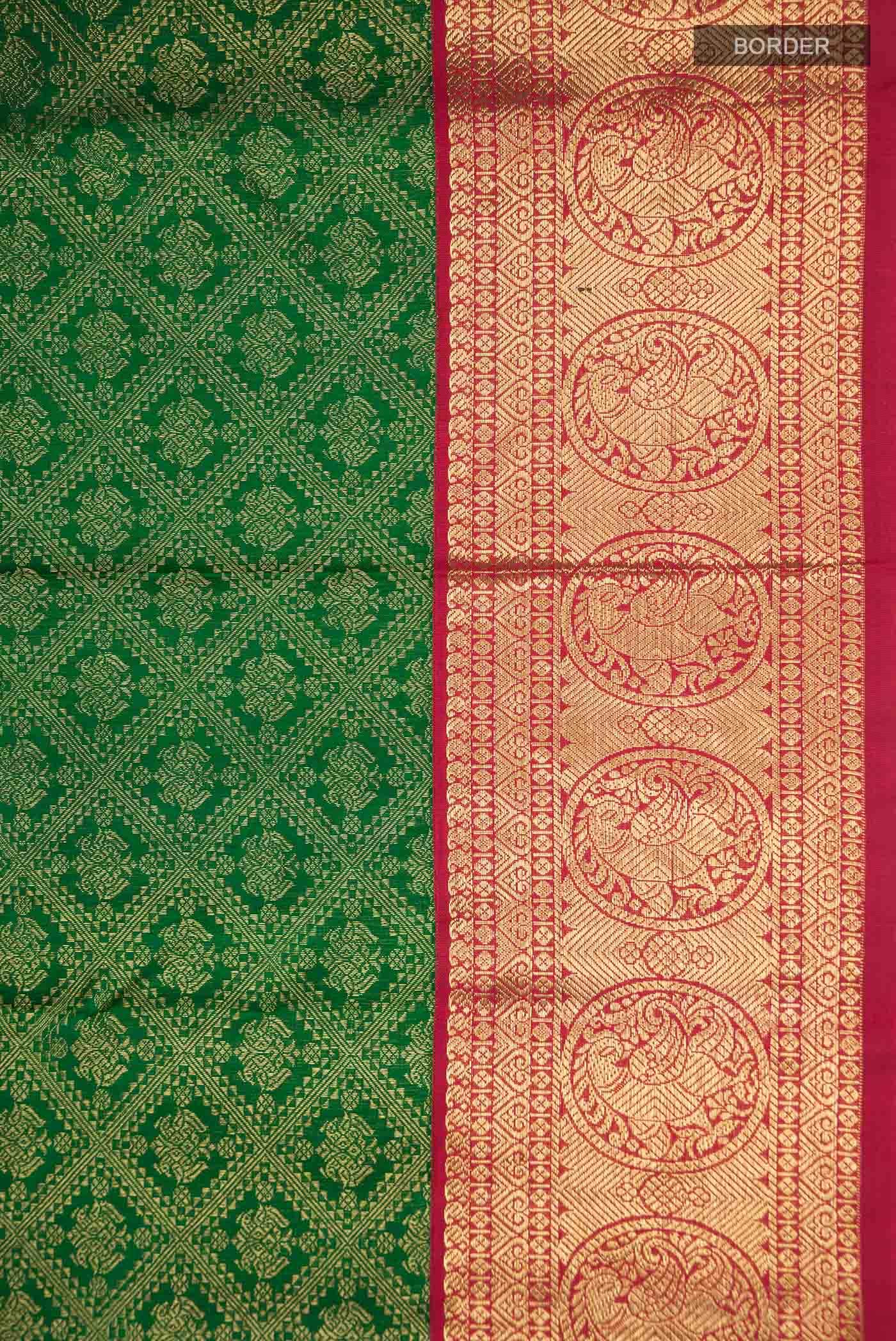 Pure Silk Pure Zari Green Kanchipuram Saree