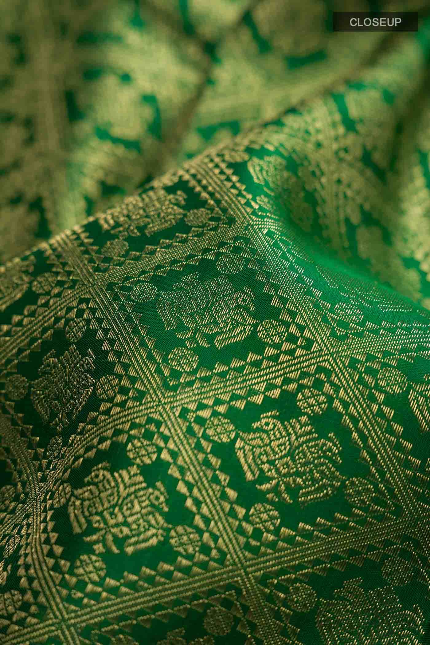 Pure Silk Pure Zari Green Kanjivaram Saree