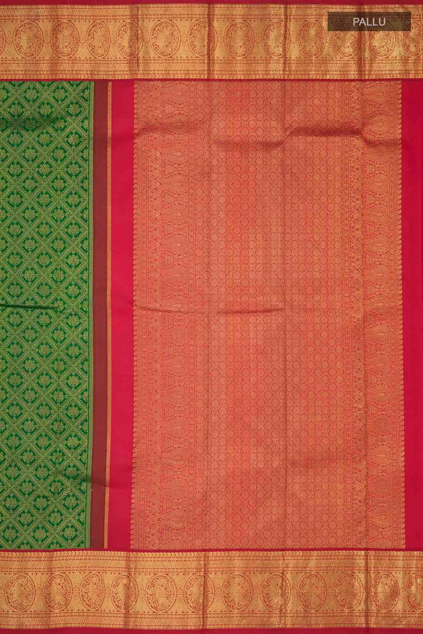 Pure Silk Pure Zari Green Kanchipuram Saree