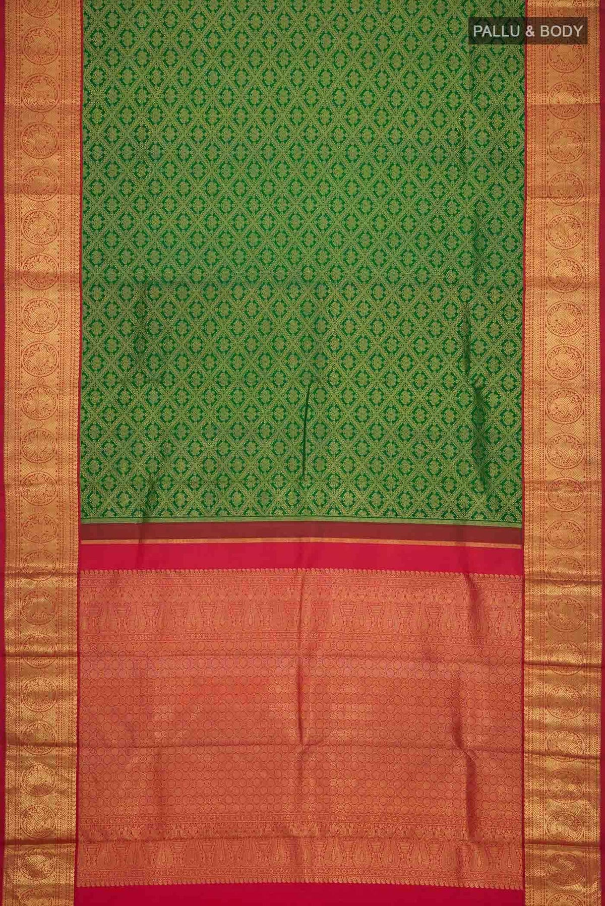 Pure Silk Pure Zari Green Kanjivaram Saree