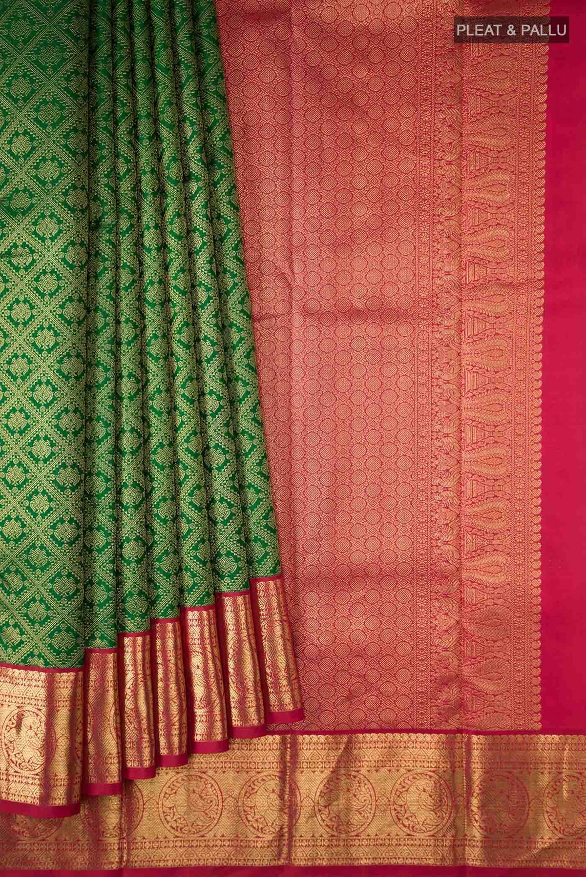 Pure Silk Pure Zari Green Kanjivaram Saree