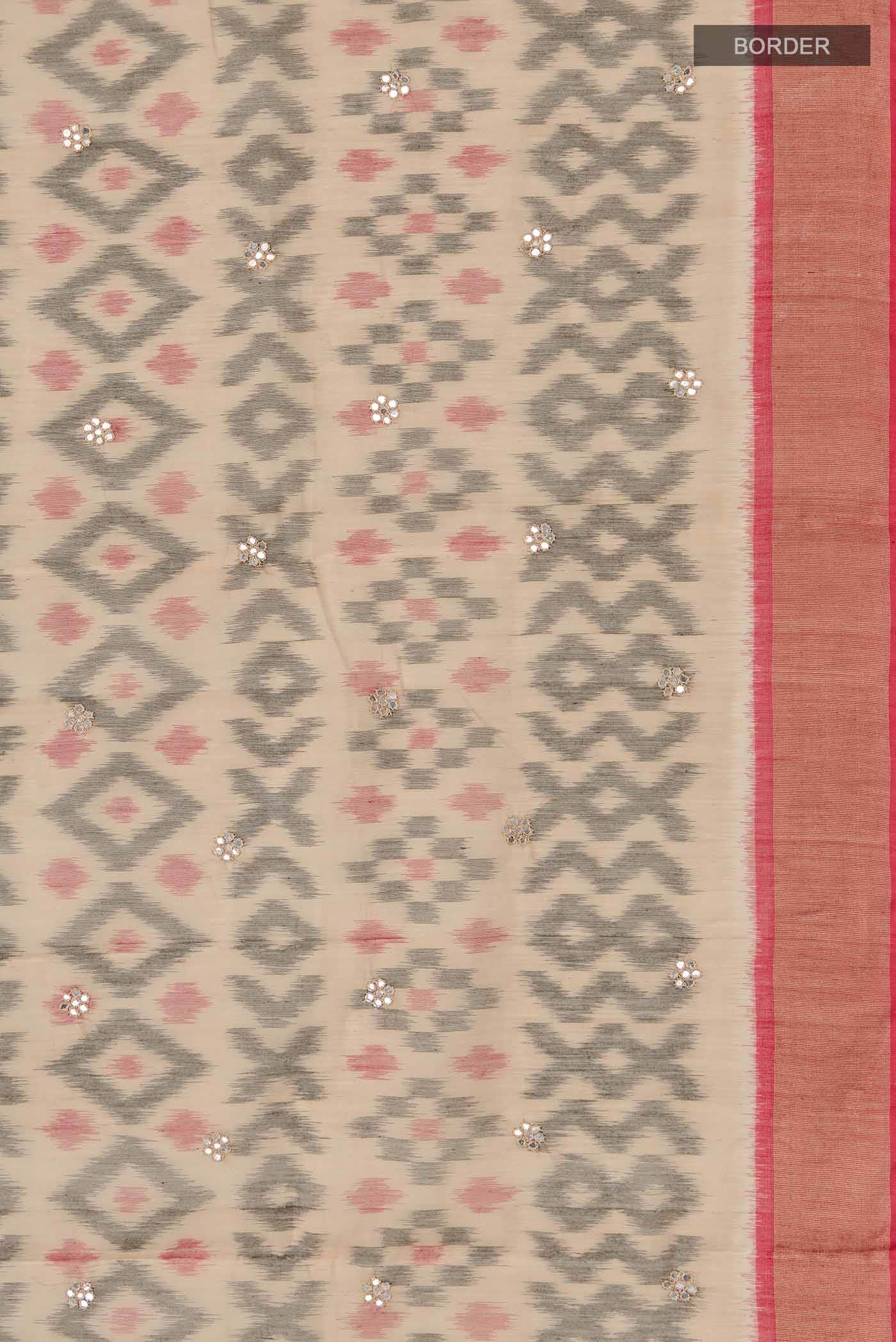 Beige Silk Cotton Saree