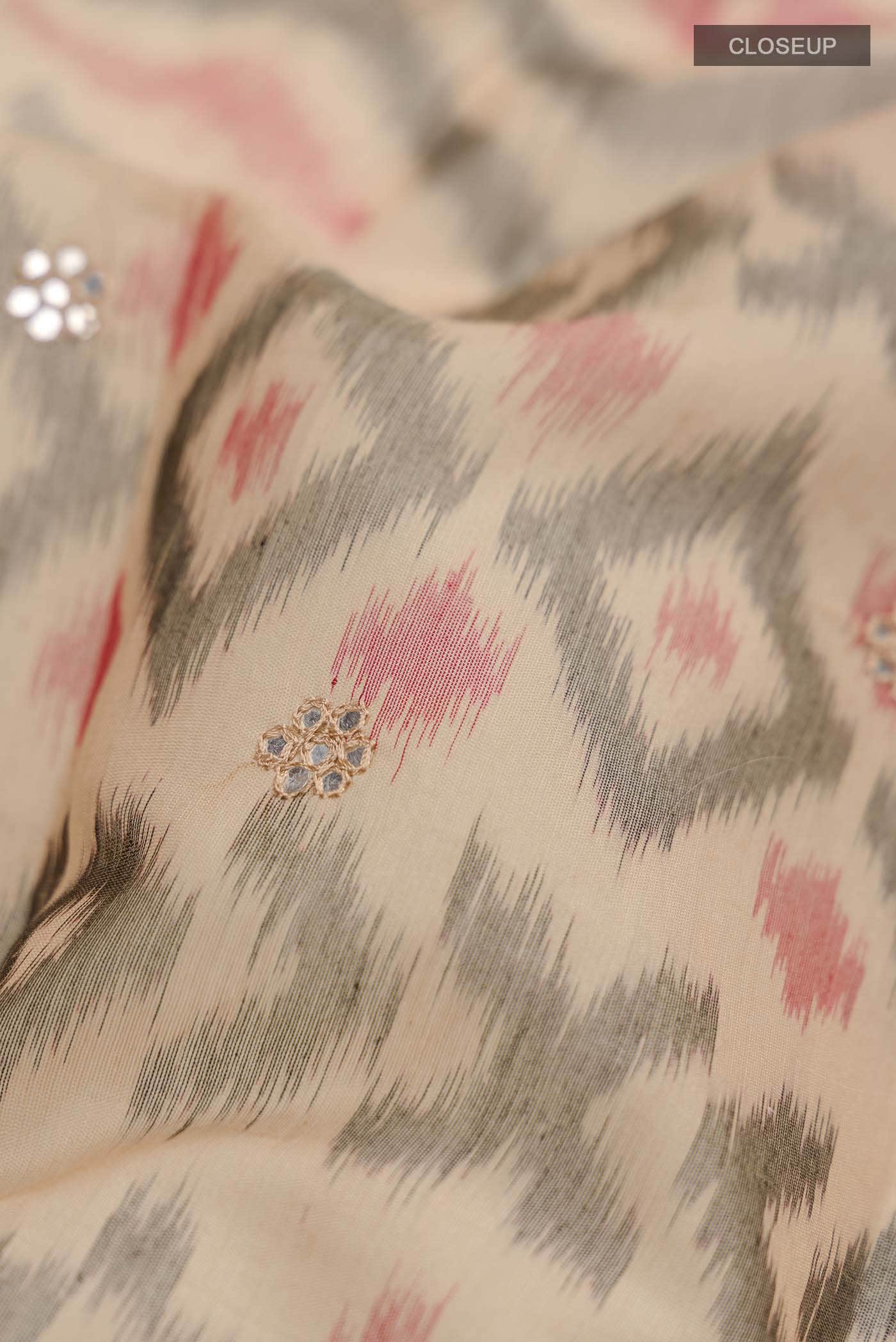 Beige Silk Cotton Saree