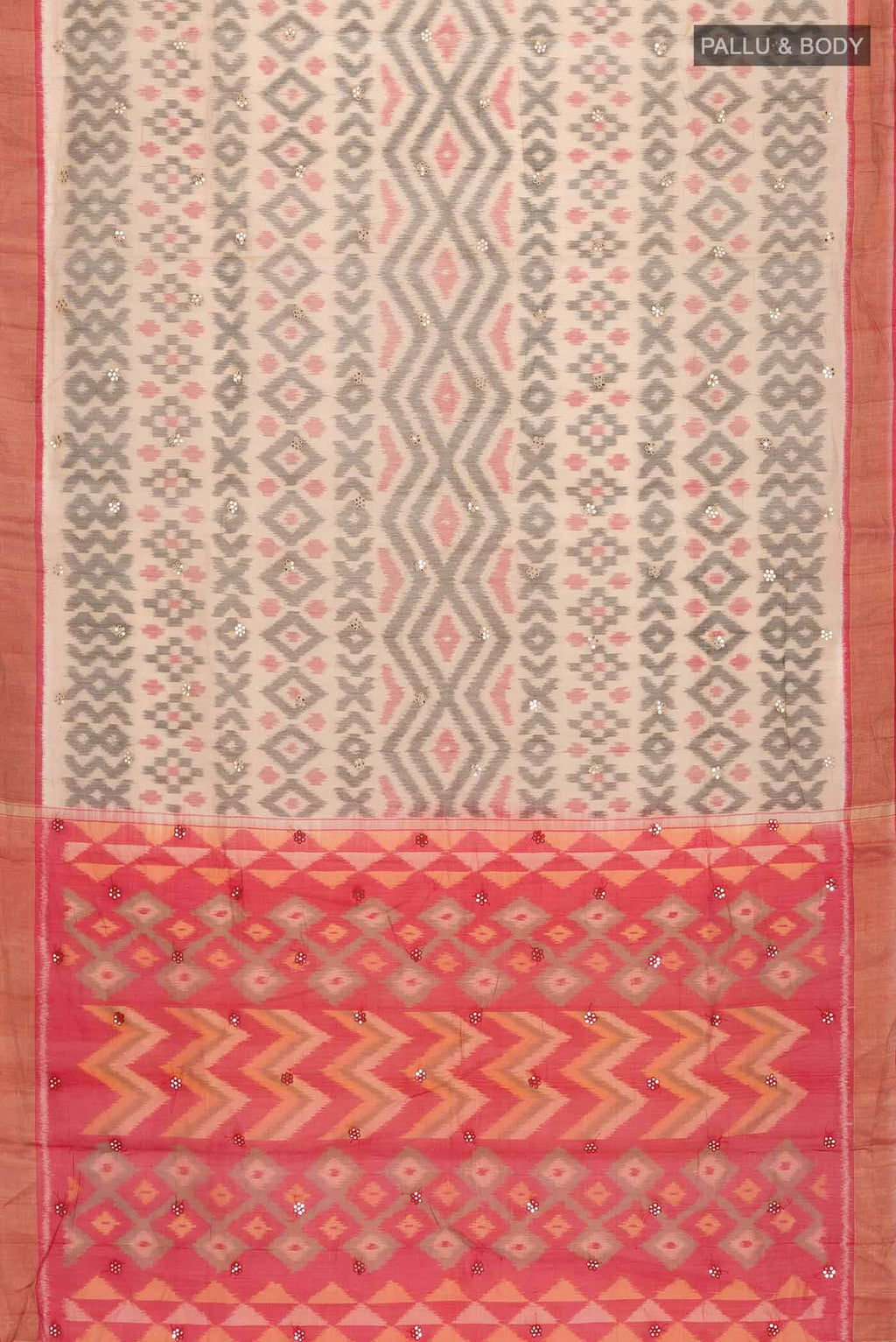 Beige Silk Cotton Saree