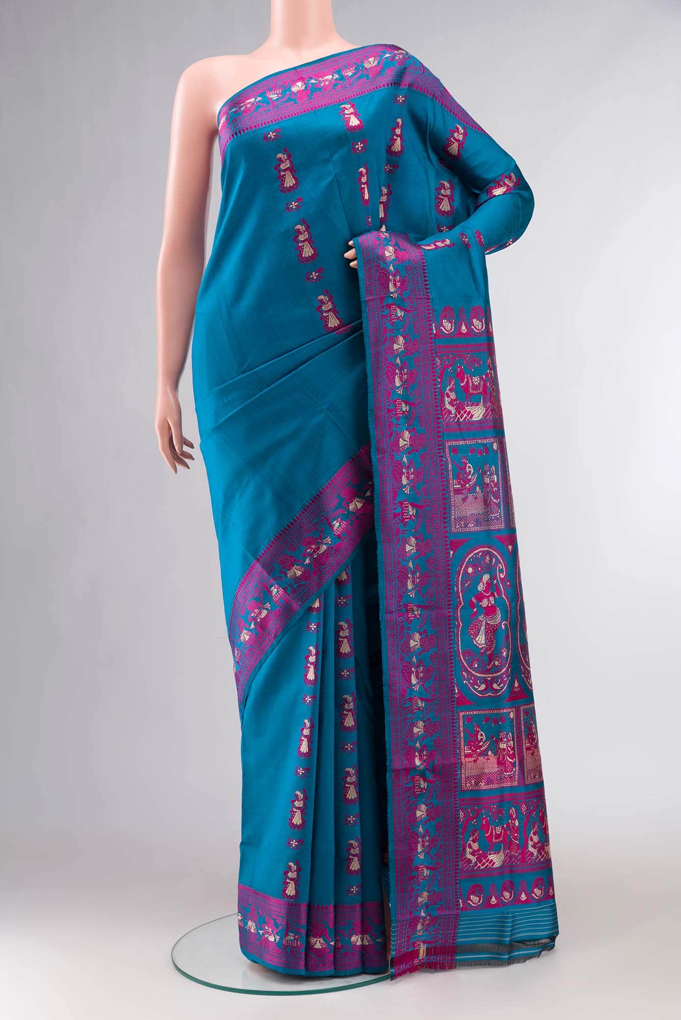 Blue Baluchari Silk Saree