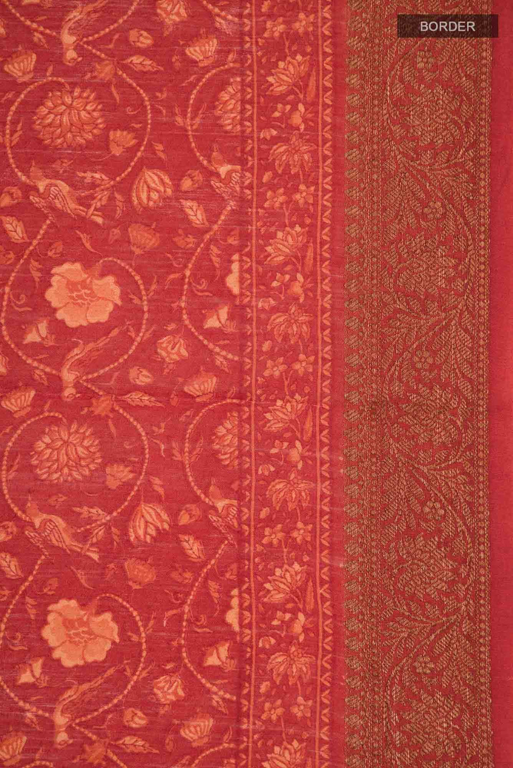 Red Bhagalpuri Tussar Silk Saree