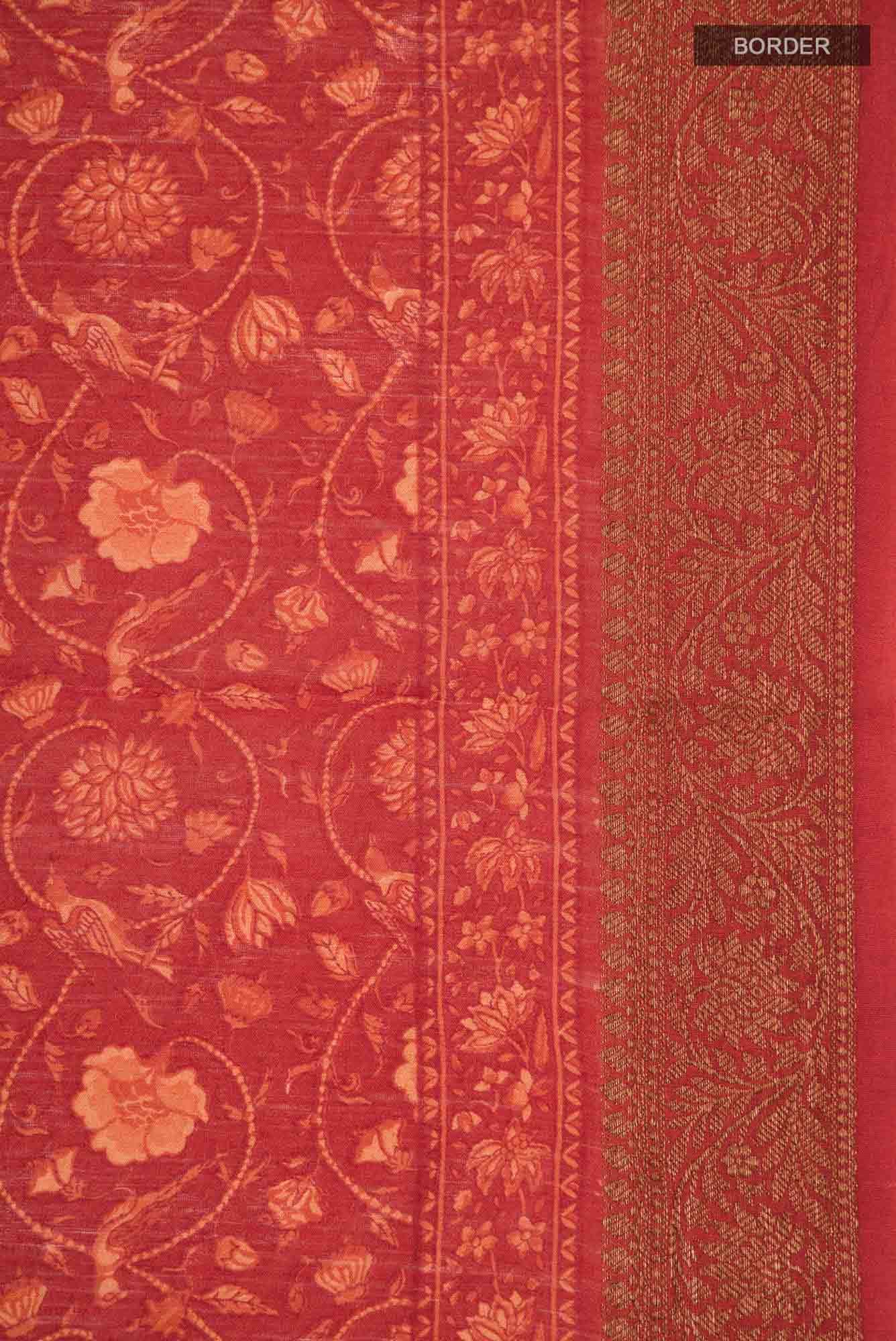 Red Bhagalpuri Tussar Silk Saree