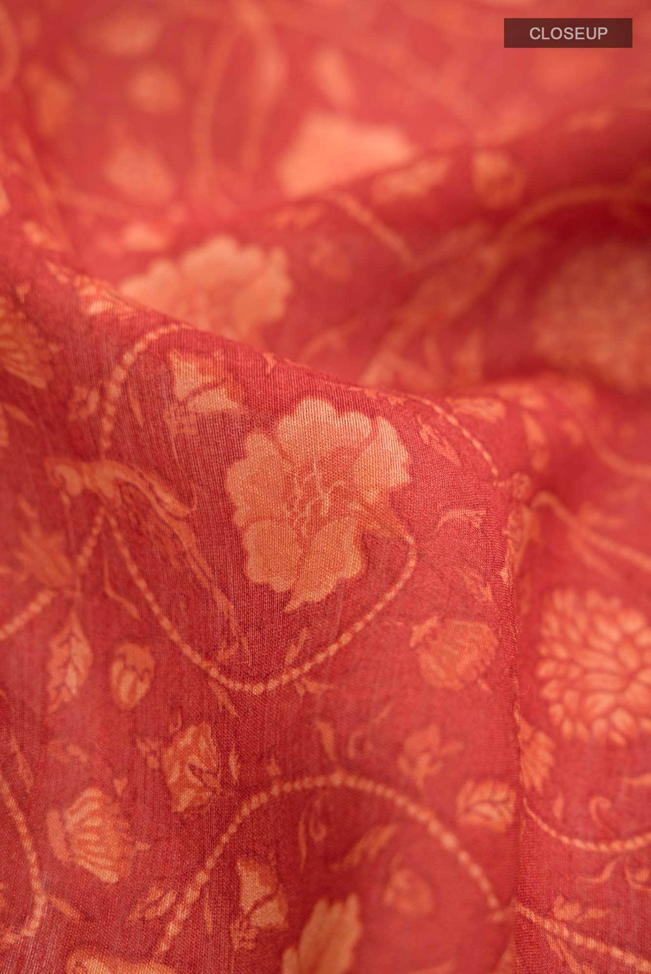 Red Bhagalpuri Tussar Silk Saree