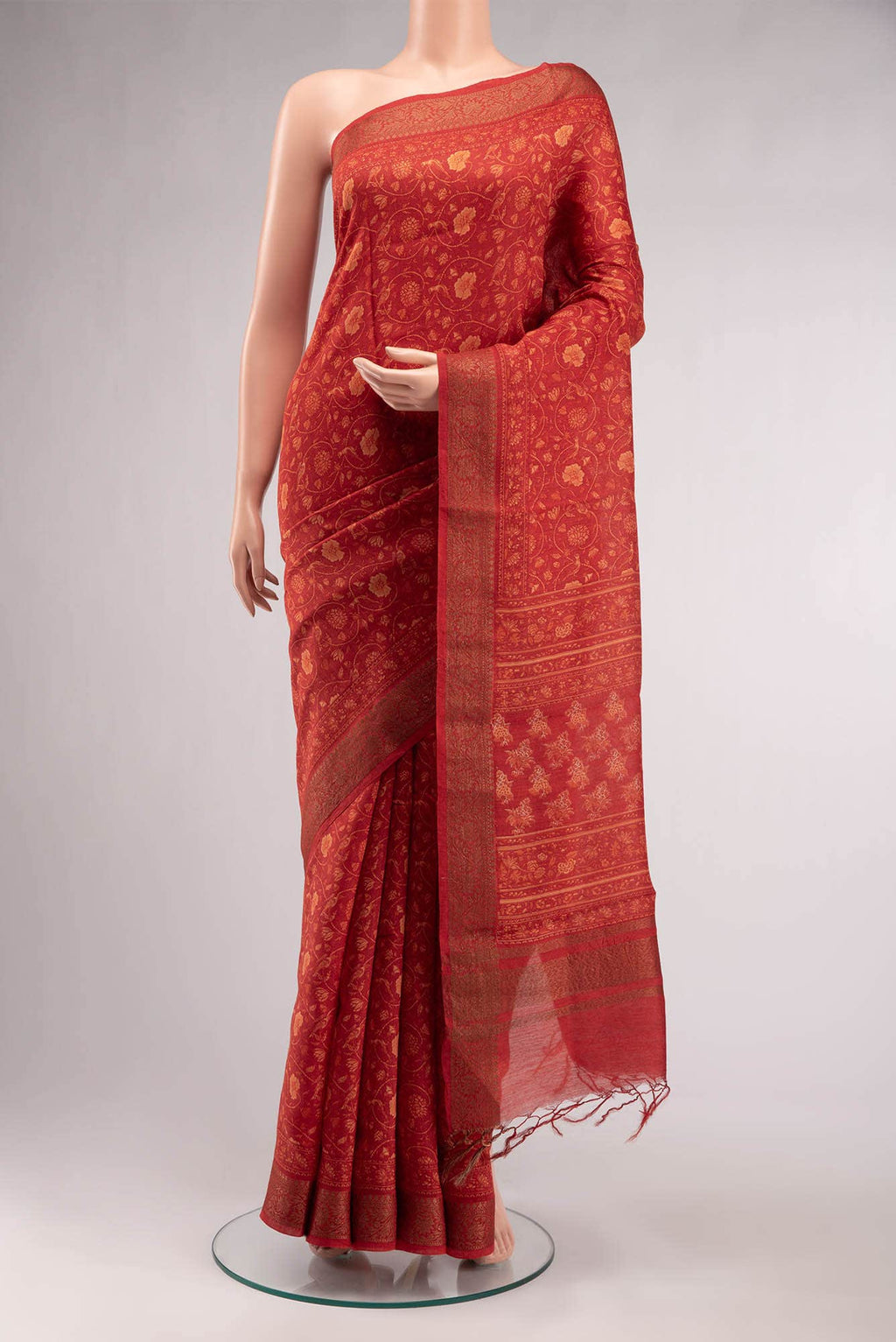 Red Bhagalpuri Tussar Silk Saree