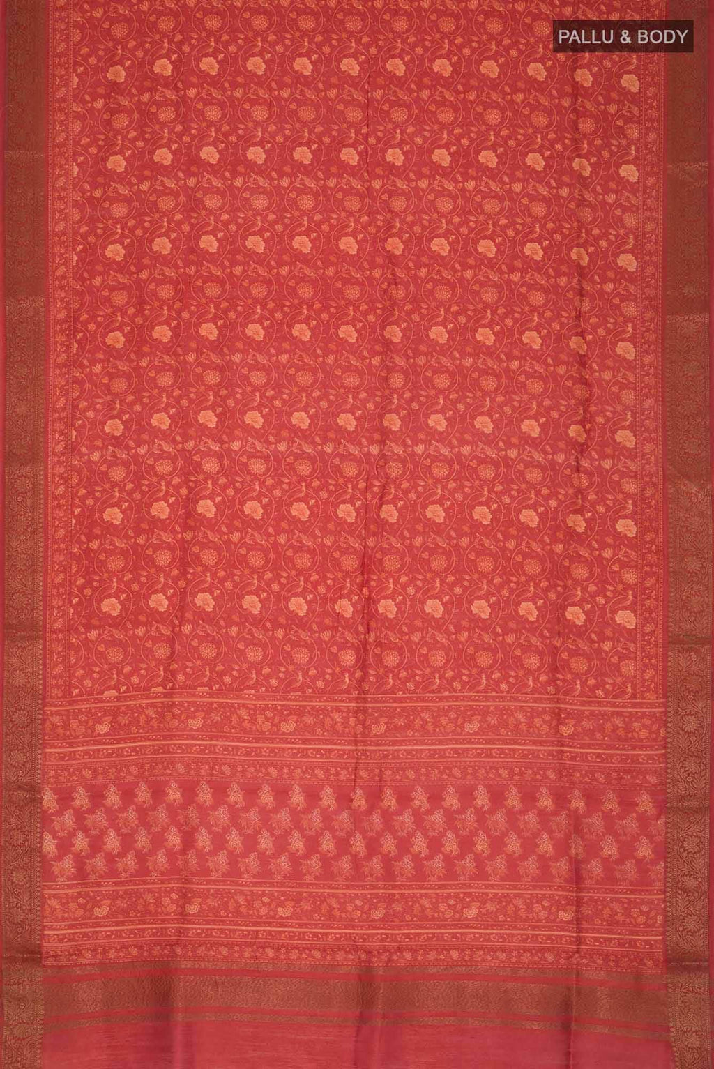 Red Bhagalpuri Tussar Silk Saree