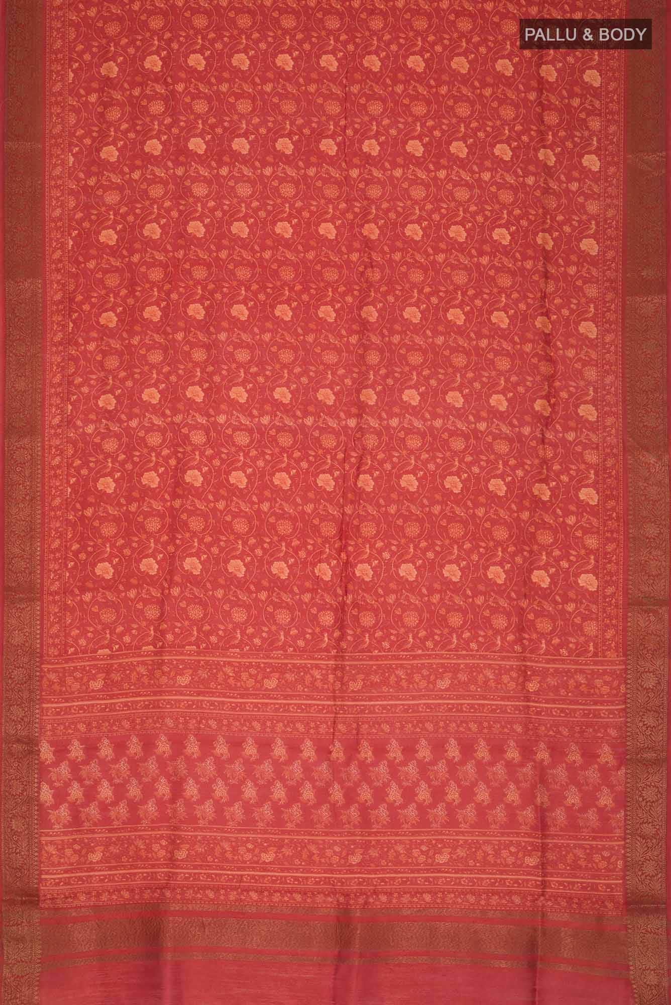 Red Bhagalpuri Tussar Silk Saree