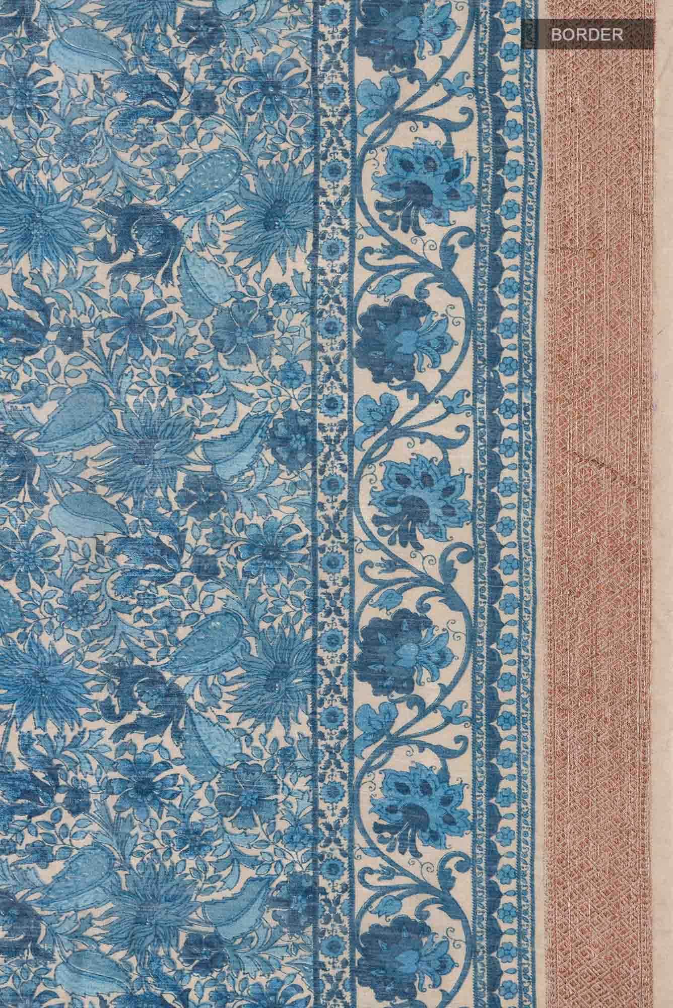 Blue Bhagalpuri Tussar Silk Saree