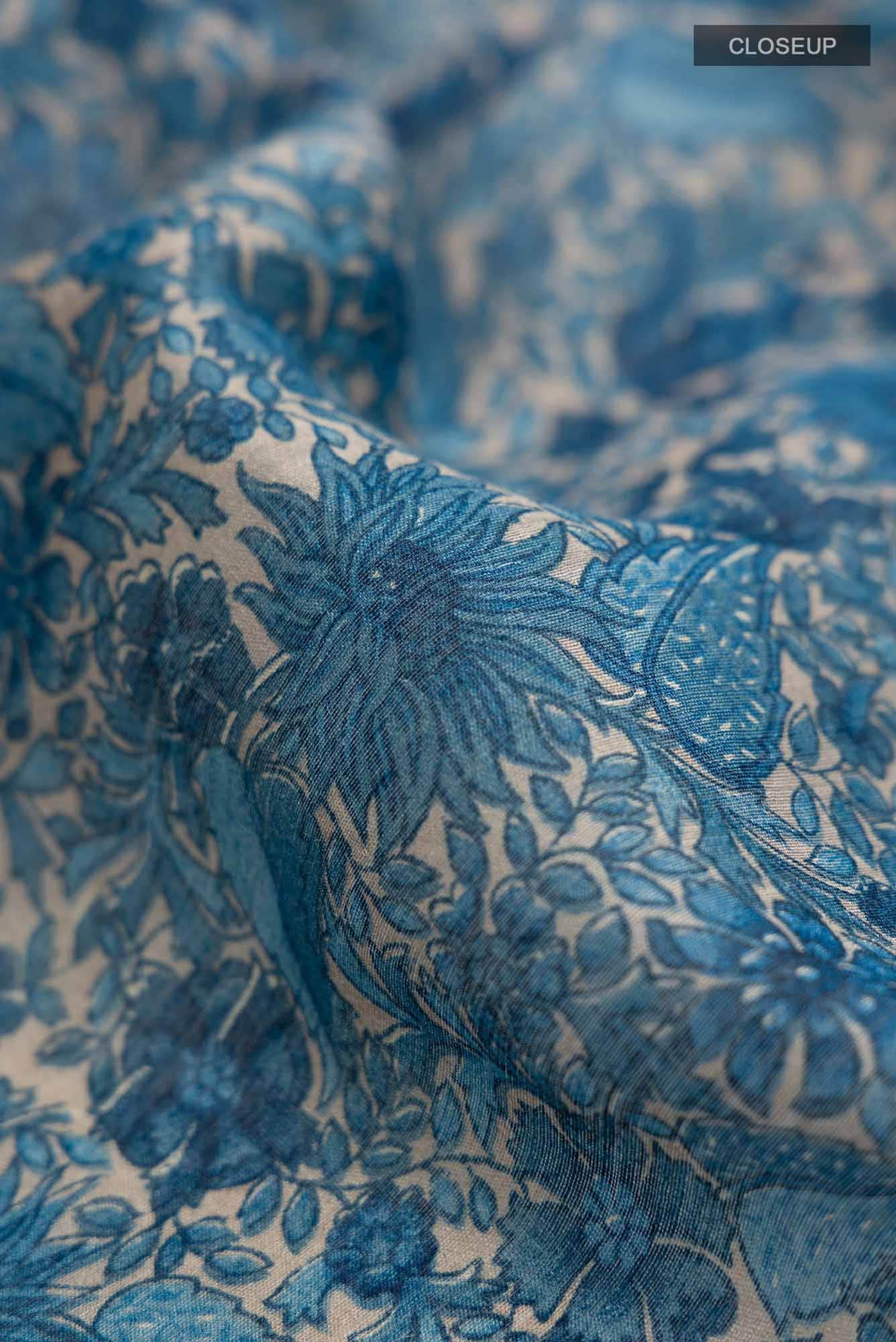 Blue Bhagalpuri Tussar Silk Saree