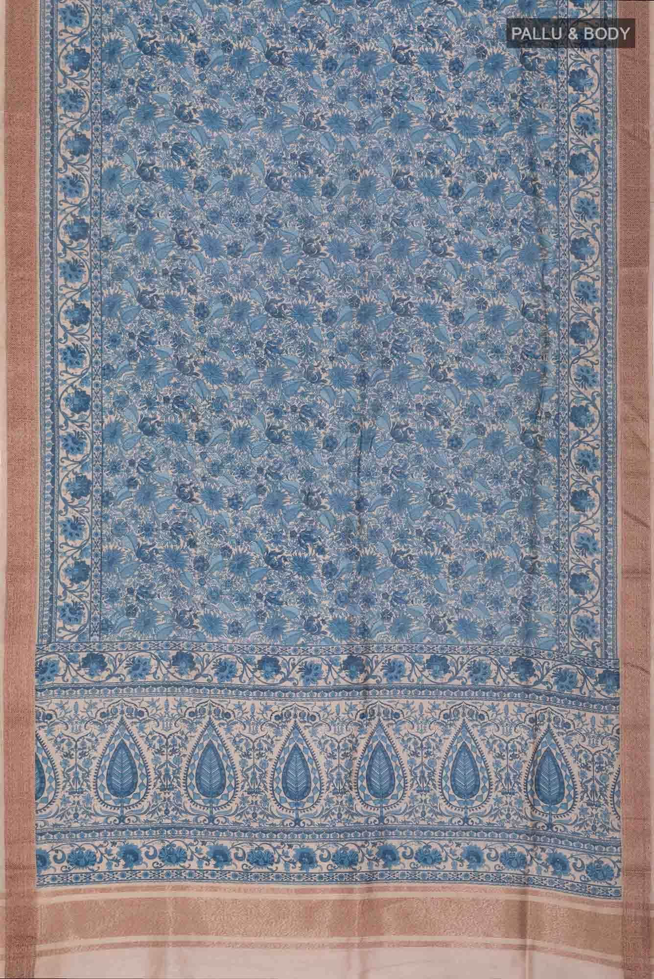 Blue Bhagalpuri Tussar Silk Saree